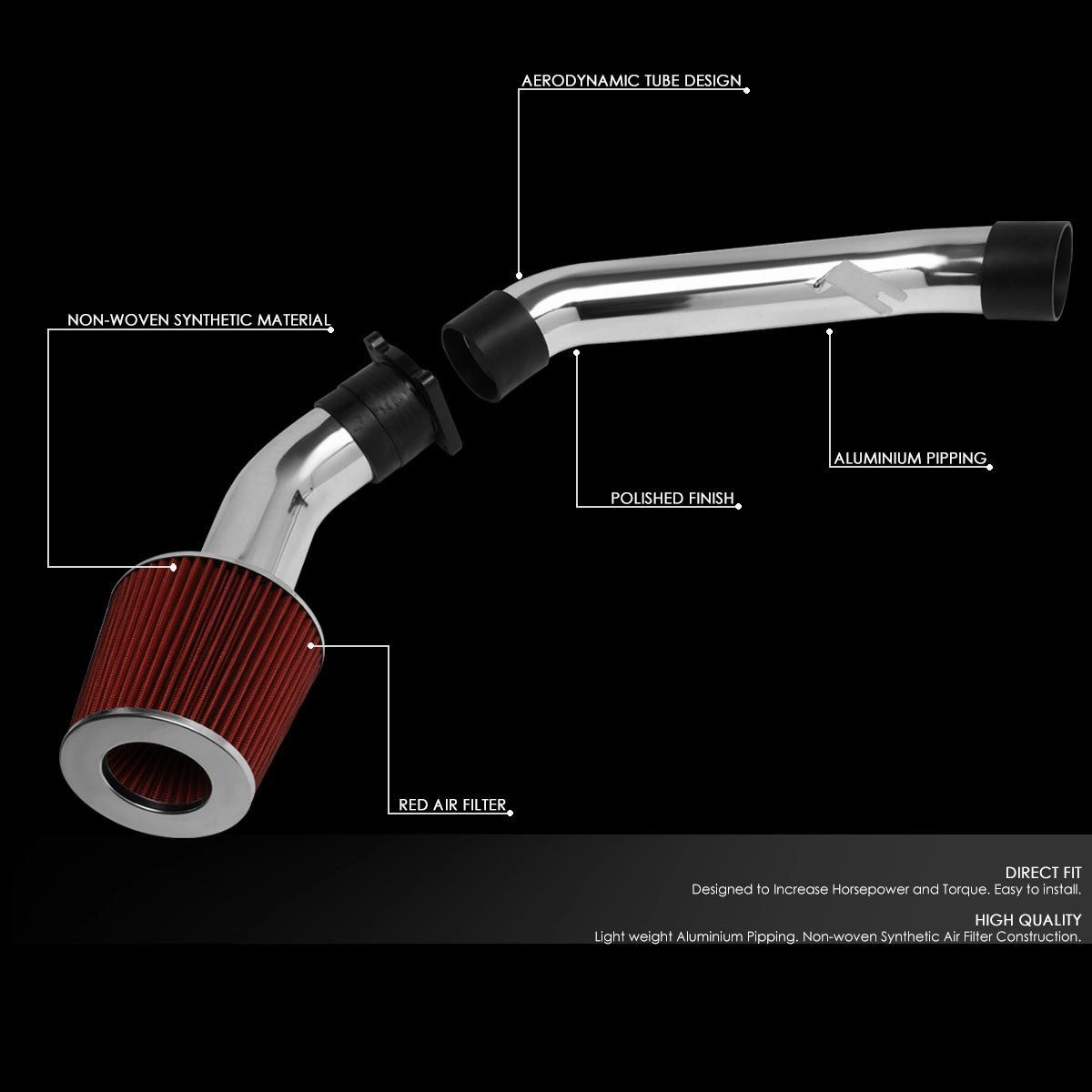 03-06 Infiniti G35 Aluminum Cold Air Intake w/Red Cone Filter