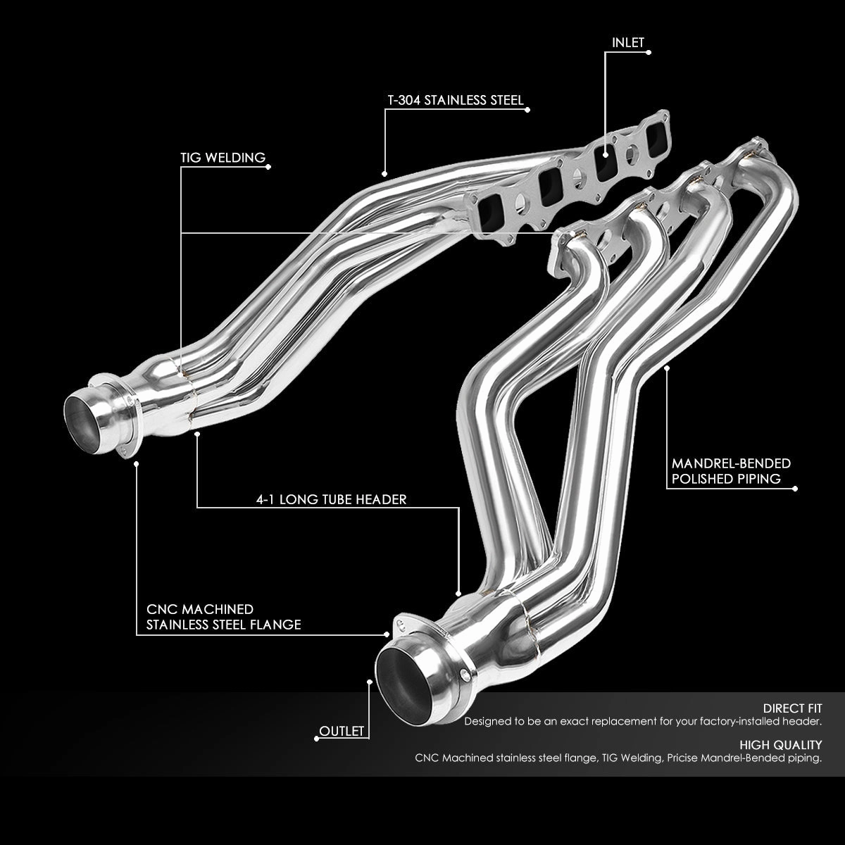 03-07 Dodge Ram 1500 5.7L 2WD 4-1 Long Tube Exhaust Headers - Stainless Steel