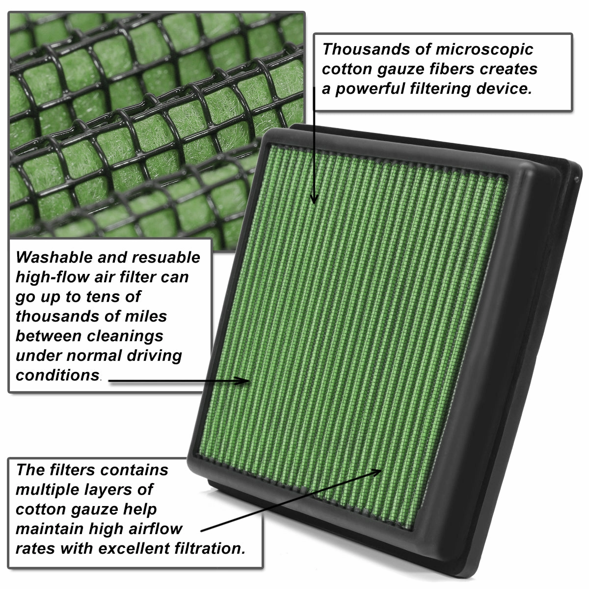 03-17 Maybach 57 62 Mercedes CL600 CL65 S600 S65 SL600 SL65 Panel Air Filter - Reusable&Washable