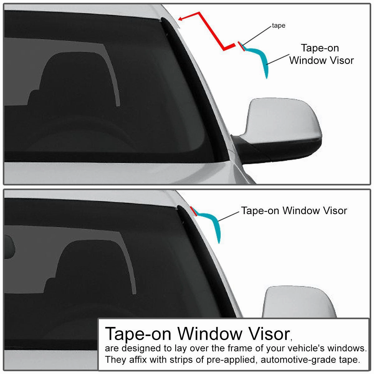 04-08 Suzuki Forenza Tape-On Window Visors Wind Deflectors