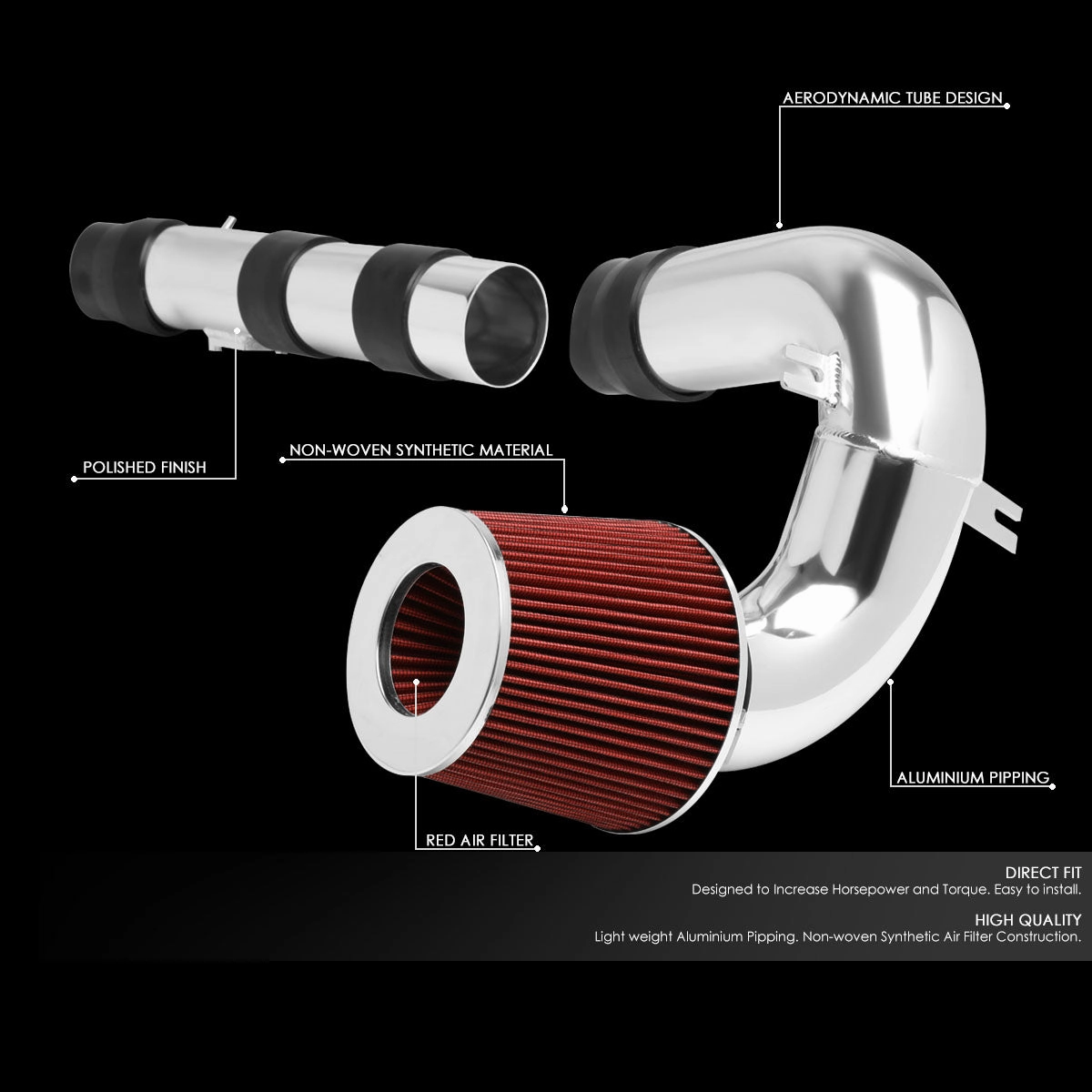 04-11 Mazda RX8 Aluminum Cold Air Intake w/Red Cone Filter