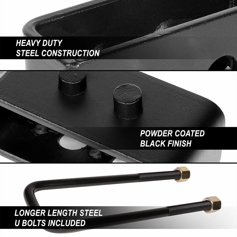04-22 Ford F150 RWD 2 in. / 4WD 0.5 in. Rear Lift Block Kit  U-Bolts