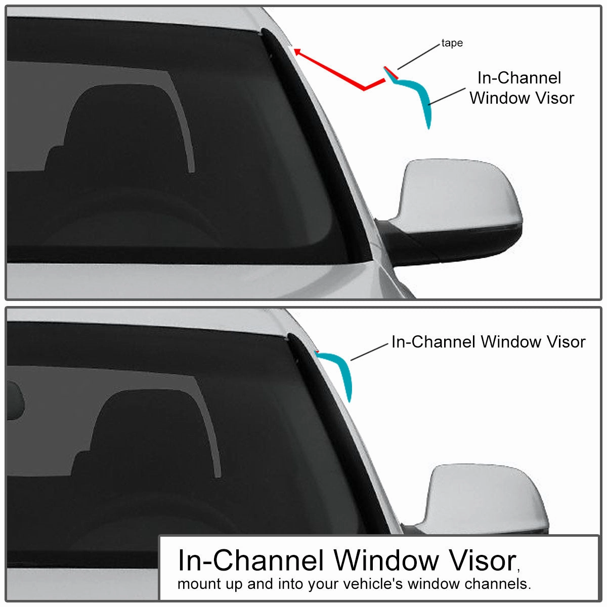 05-07 Ford Five Hundred 08-10 Taurus Tape-On Wind Deflectors Window Visors