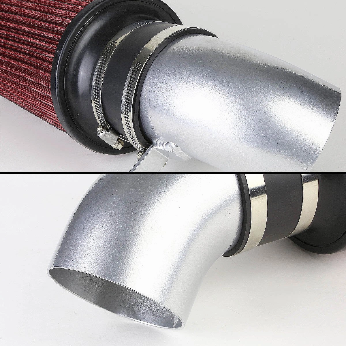 05-09 Ford Mustang 4.6L V8 Aluminum Cold Air Intake Kit w/Heat Shield Filter - Silver