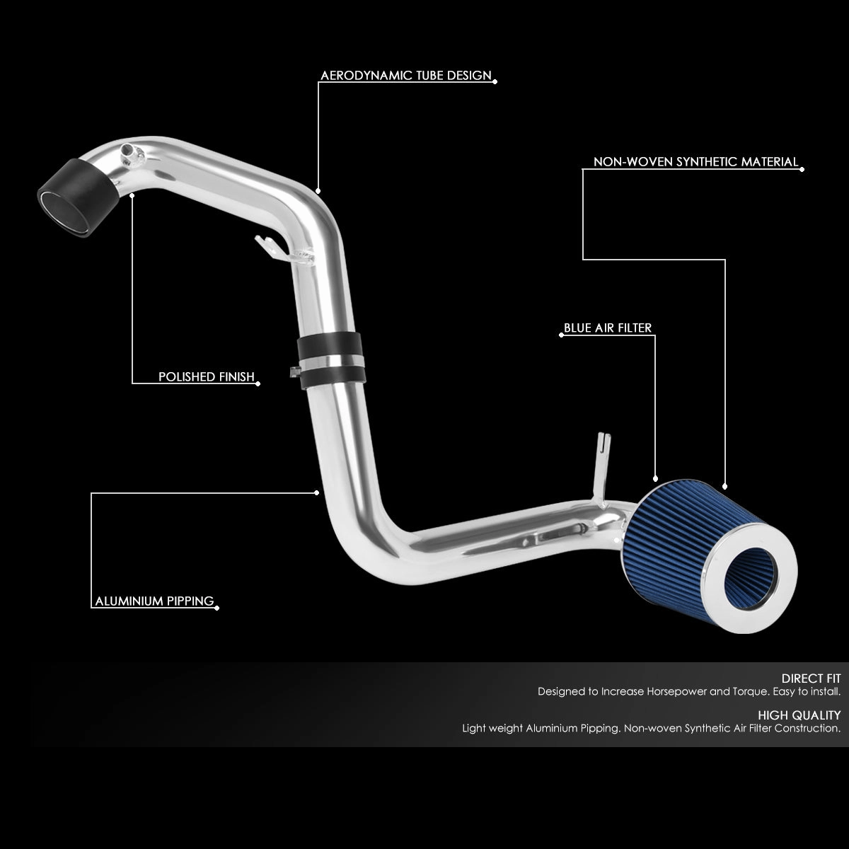 06-11 Honda Civic 1.8L Aluminum Cold Air Intake w/Blue Cone Filter