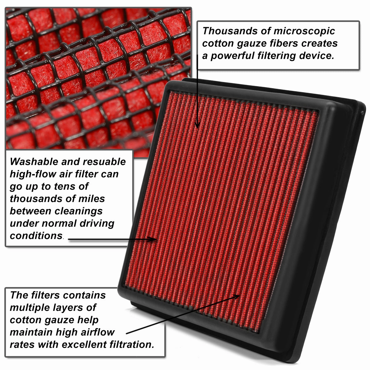 06-14 Volkswagen Golf Beetle Jetta Passat Rabbit 2.5L Panel Air Filter - Reusable&Washable
