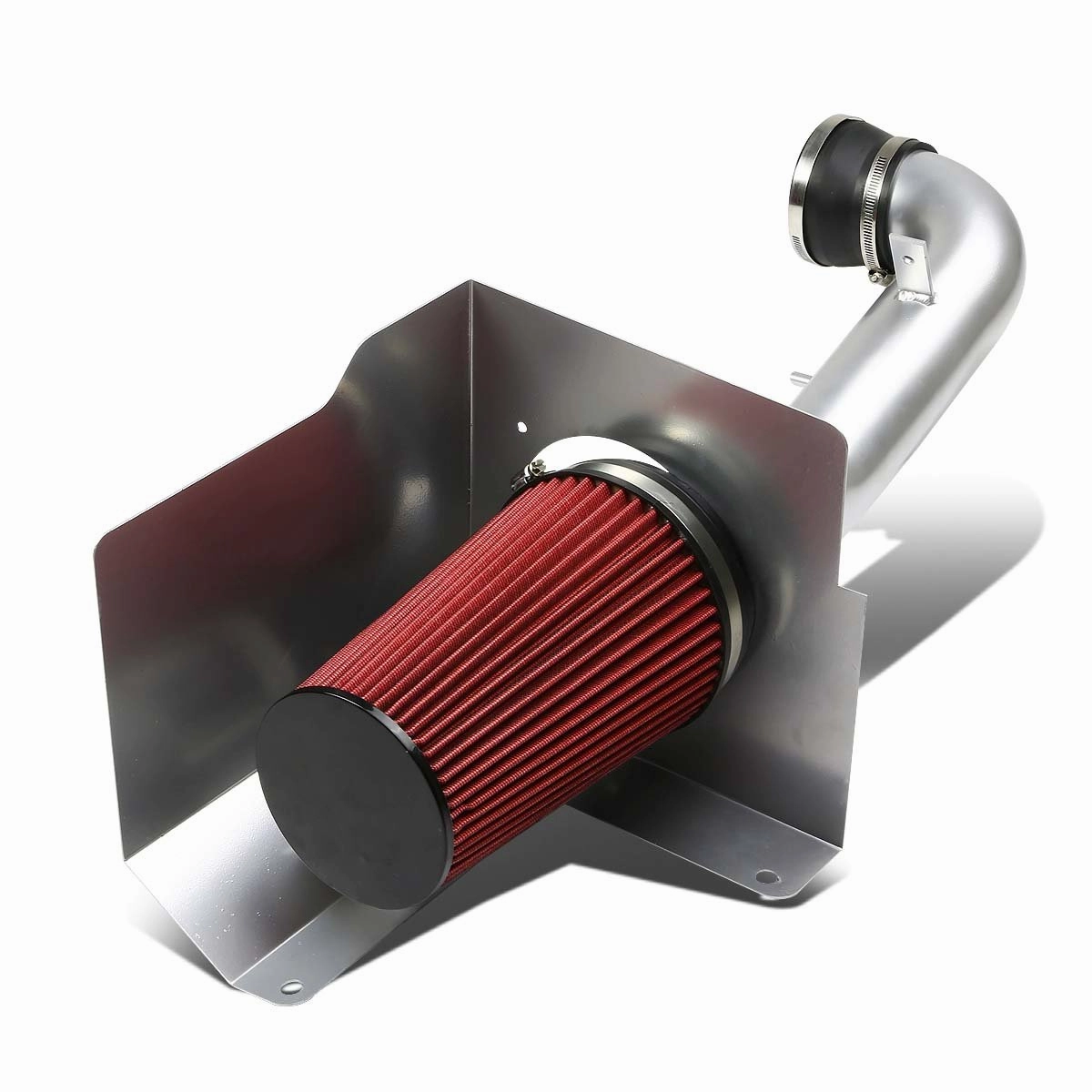 07-08 Chevy Silverado GMC Sierra Yukon Aluminum Cold Air Intake w/Heat Shield Filter - Silver
