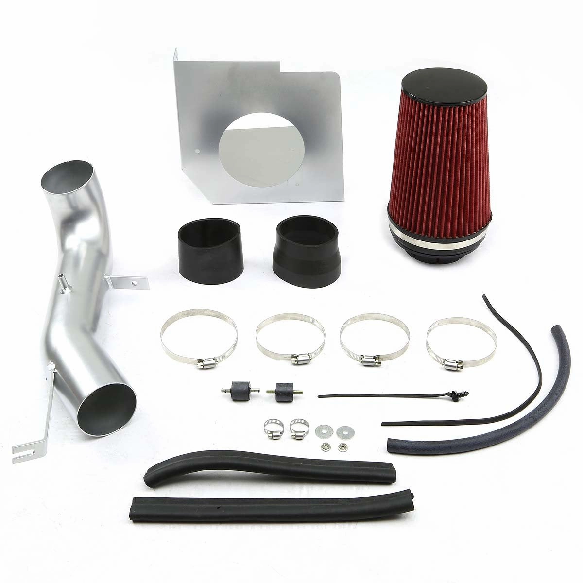 07-08 Chevy Silverado GMC Sierra Yukon Aluminum Cold Air Intake w/Heat Shield Filter - Silver