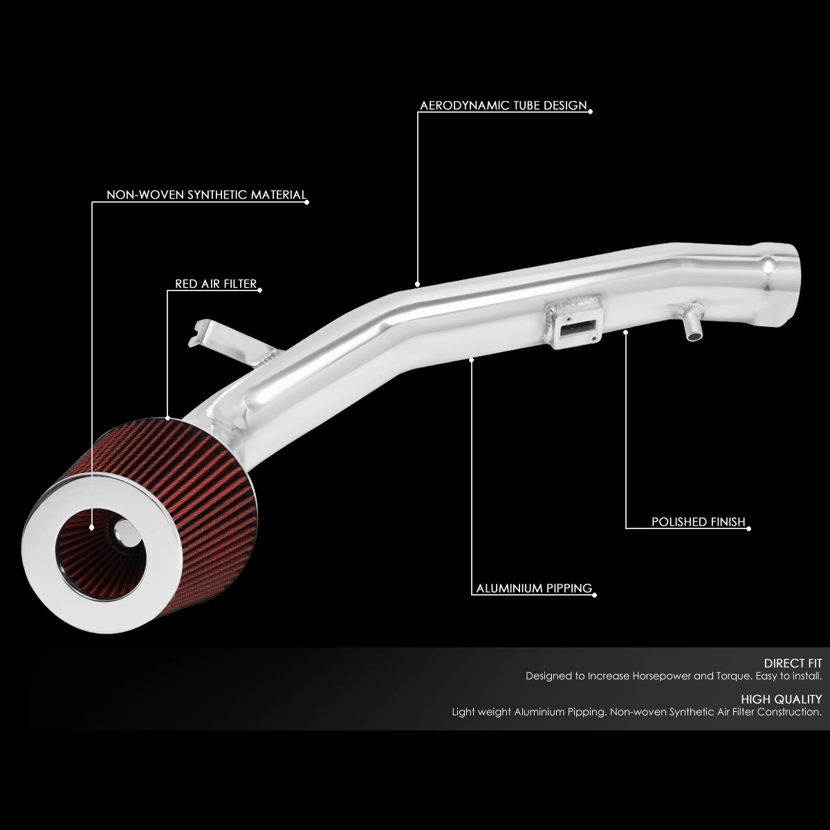 07-08 Nissan Maxima Aluminum Cold Air Intake w/Red Cone Filter