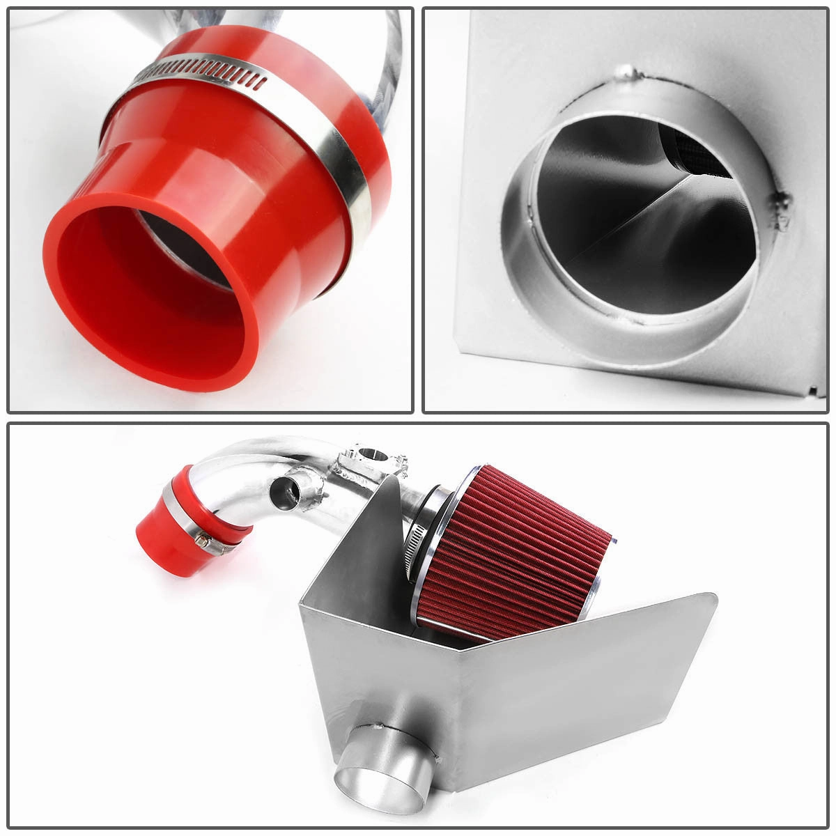 07-09 Toyota Camry 2.4L L4 Red Cold Air Intake w/Heat Shield Cone Filter