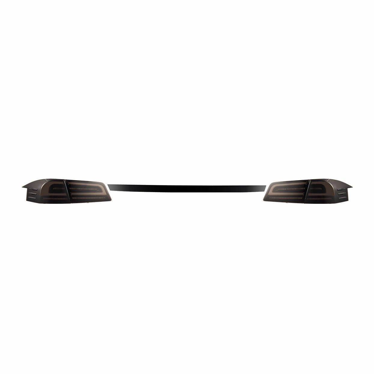 12-21 Tesla Model S LUXX-Series LED Tail Lights Black Smoke (With Black Trunk Center Piece Replacement)