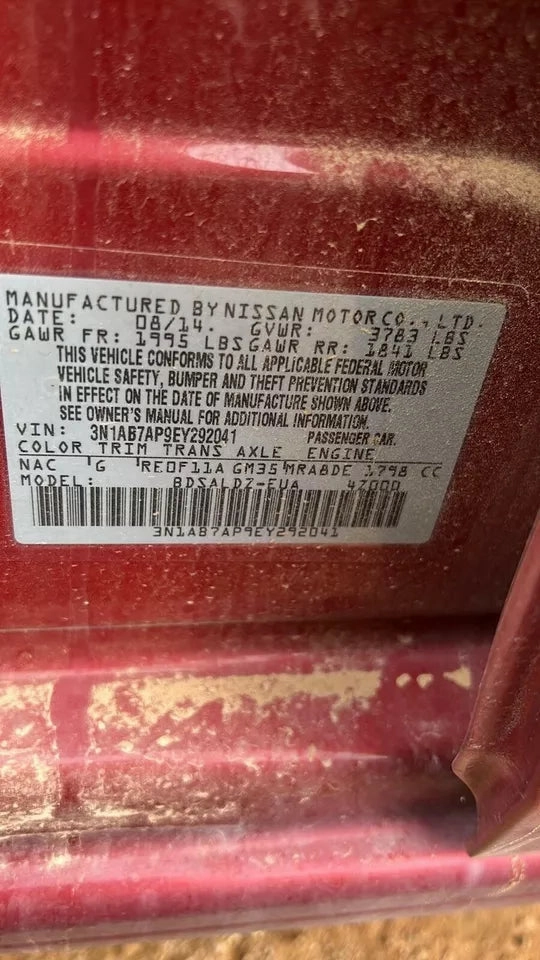 13 14 15 16 17 18 19 NISSAN SENTRA 1.8L ENGINE MOTOR ASSEMBLY 66K MILES MR18DE