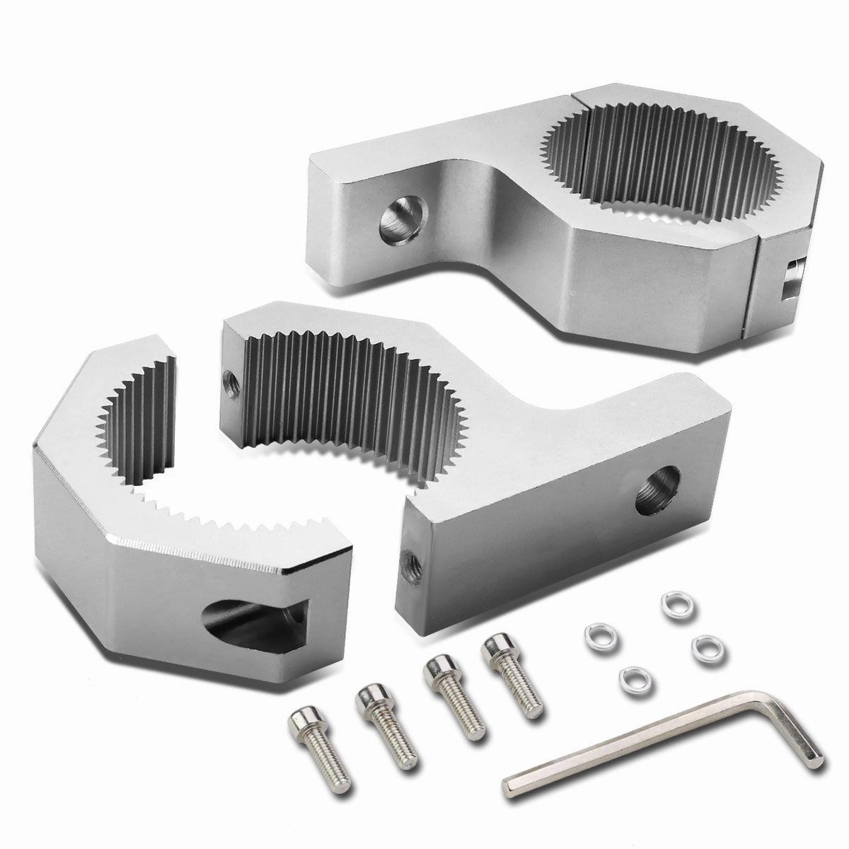 1 set  of Aluminum Light Mounts Clamp<br>Fits Over Round Bars with 2 in. OD
