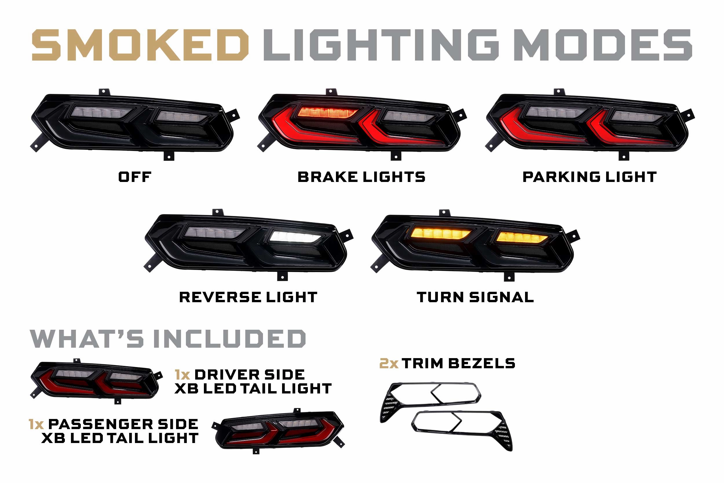 1 Set Smoked C8 Style Lens XB LED Tail brghts <br>14-19 Chevy Corvette C7