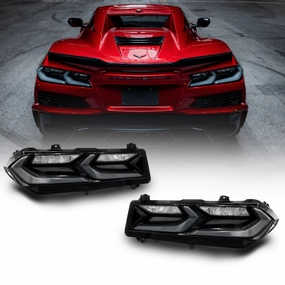 2020-2024 Corvette C8 Euro Smoke Style LED Taillights Amber Sequential Pair