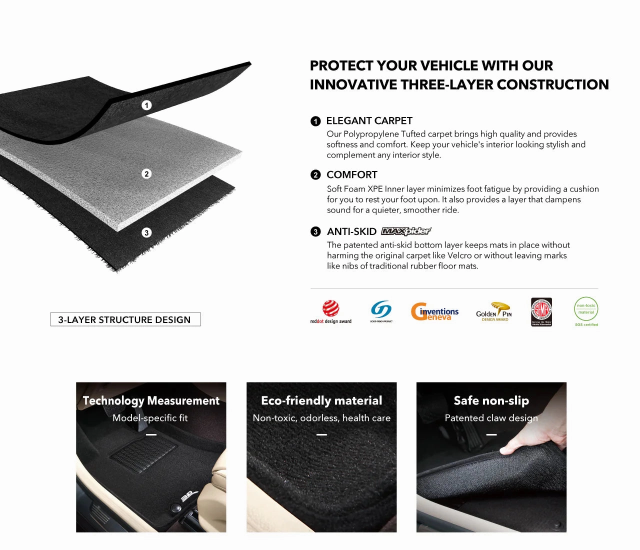 3D MAXpider Floor Mats Ford Ranger Super Crew (2019-2023) All-Weather Elegant Series - Complete Set
