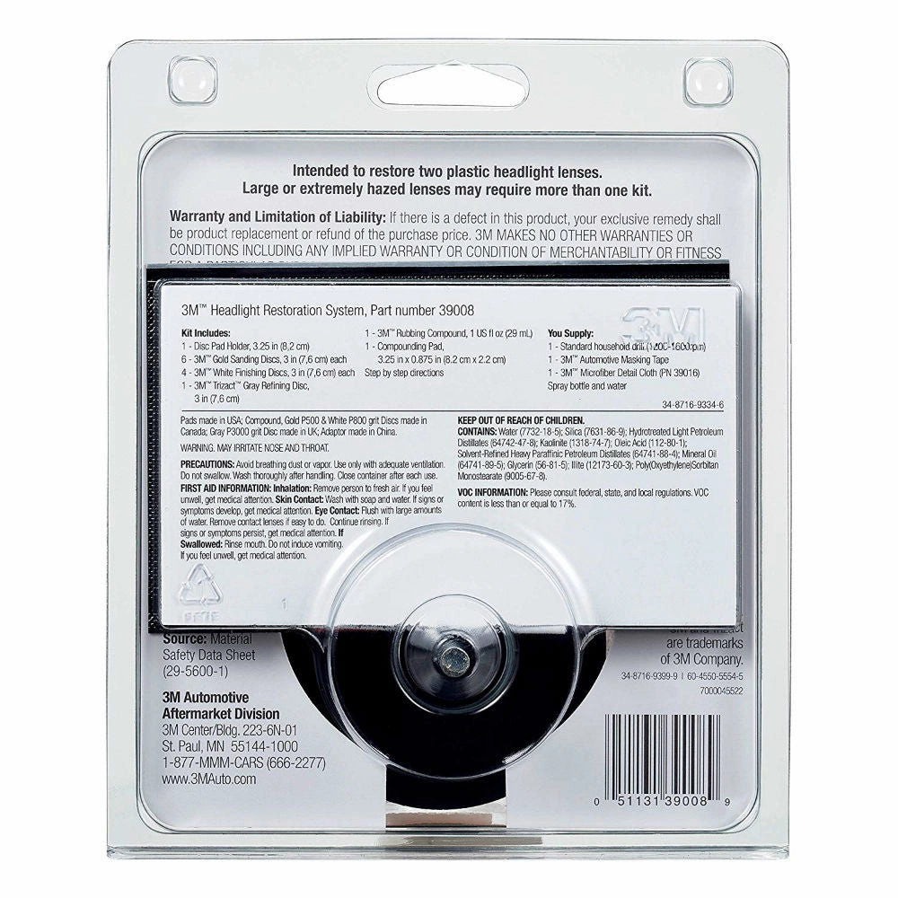 3M Headlight Lens Restoration System 1 Pack, 39008
