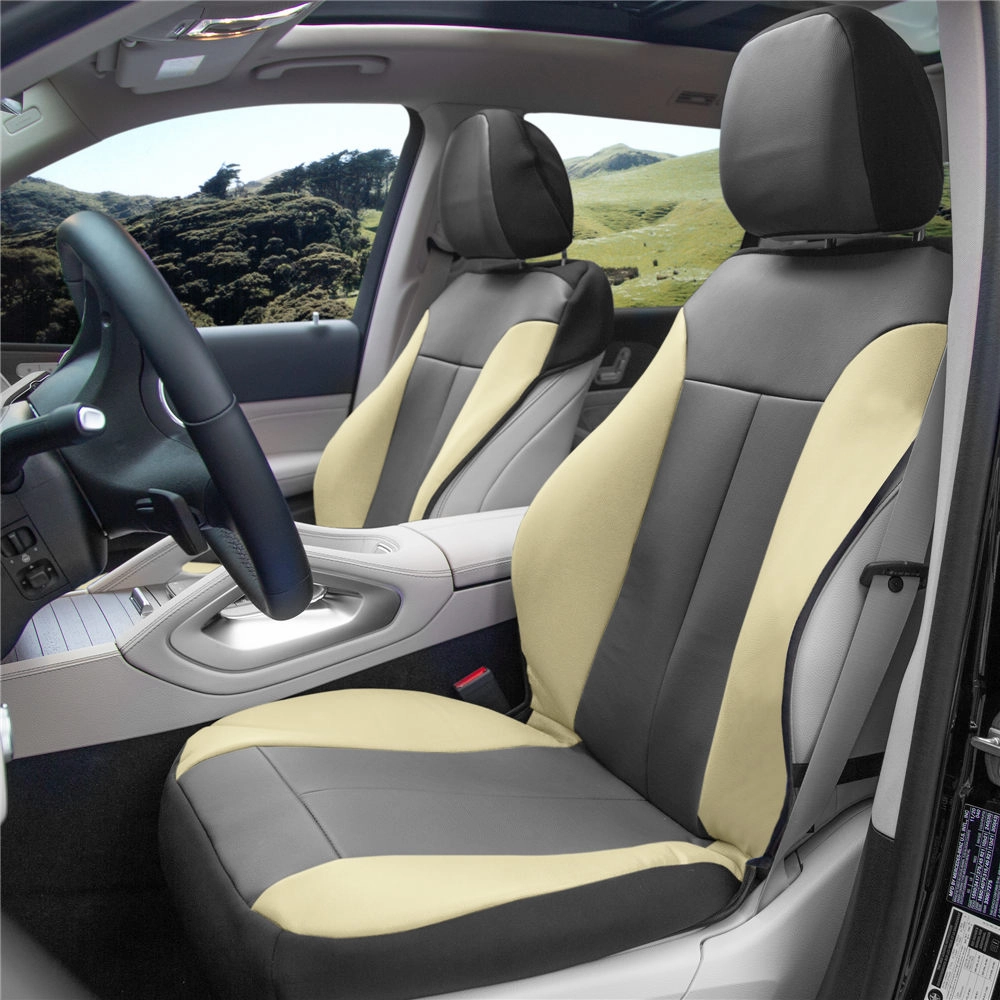Apex90 Superior Faux Leather Car Seat Covers - Front Set Beige
