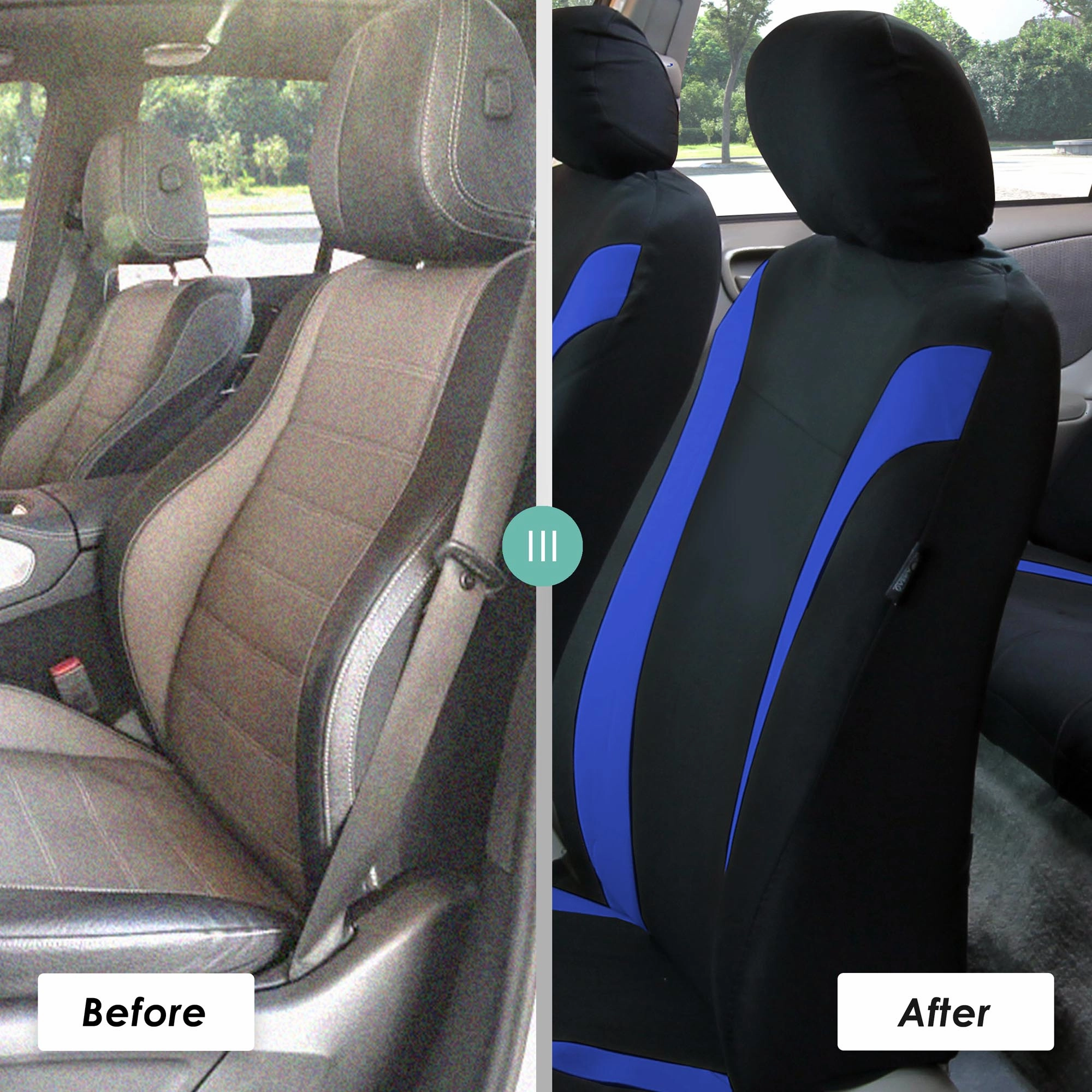 Cosmopolitan Flat Cloth Seat Covers - Front Set Blue