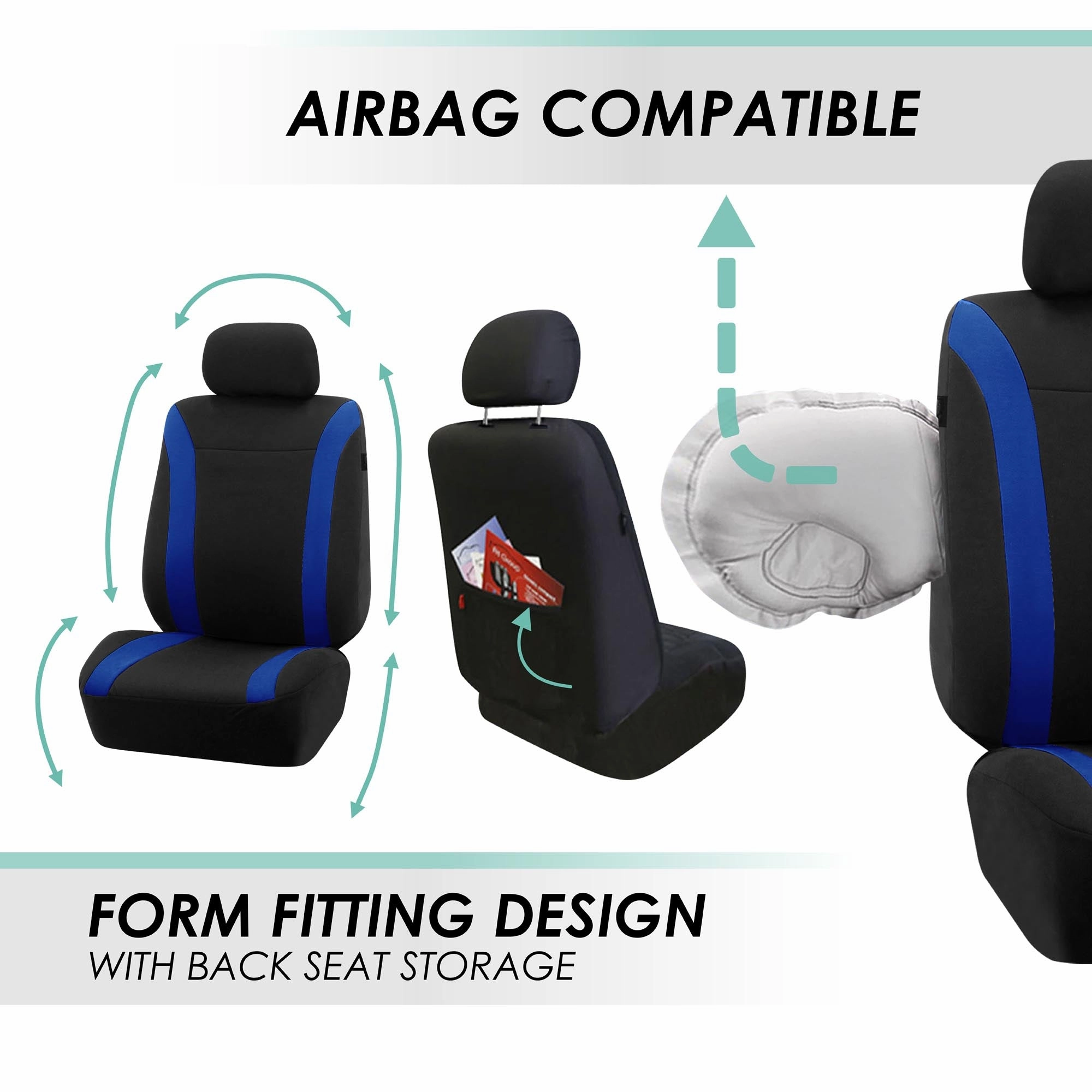 Cosmopolitan Flat Cloth Seat Covers - Front Set Blue