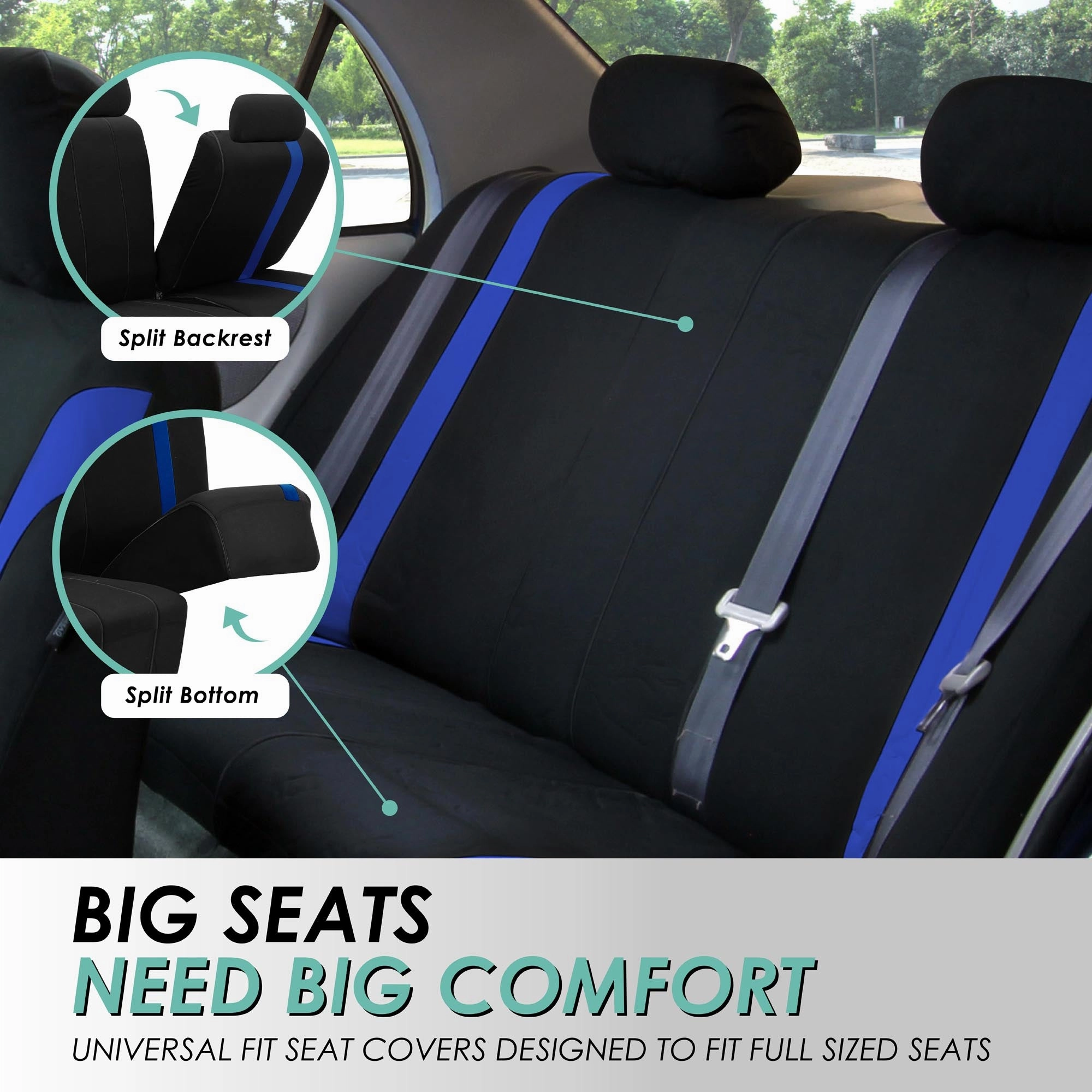 Cosmopolitan Flat Cloth Seat Covers - Front Set Blue