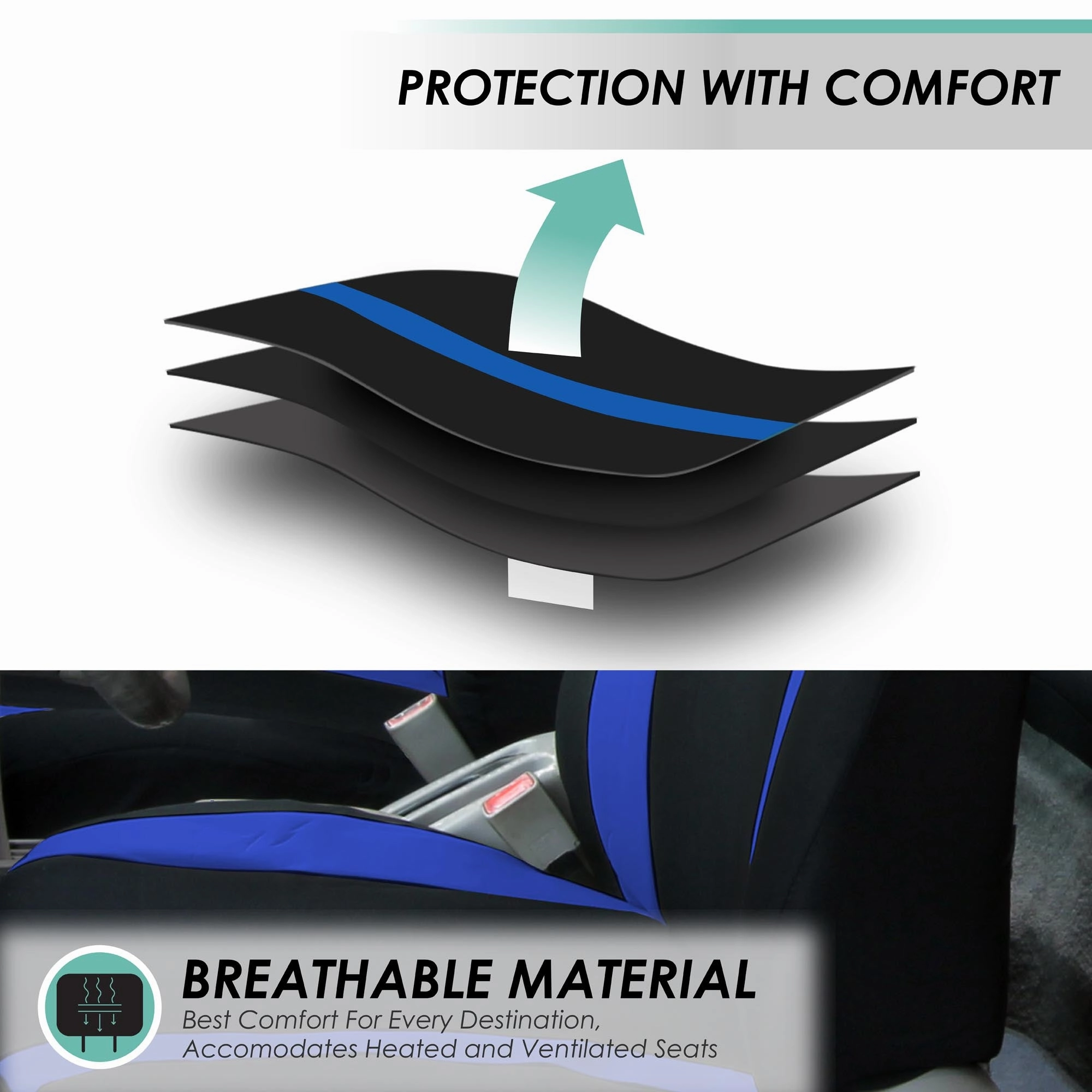 Cosmopolitan Flat Cloth Seat Covers - Front Set Blue