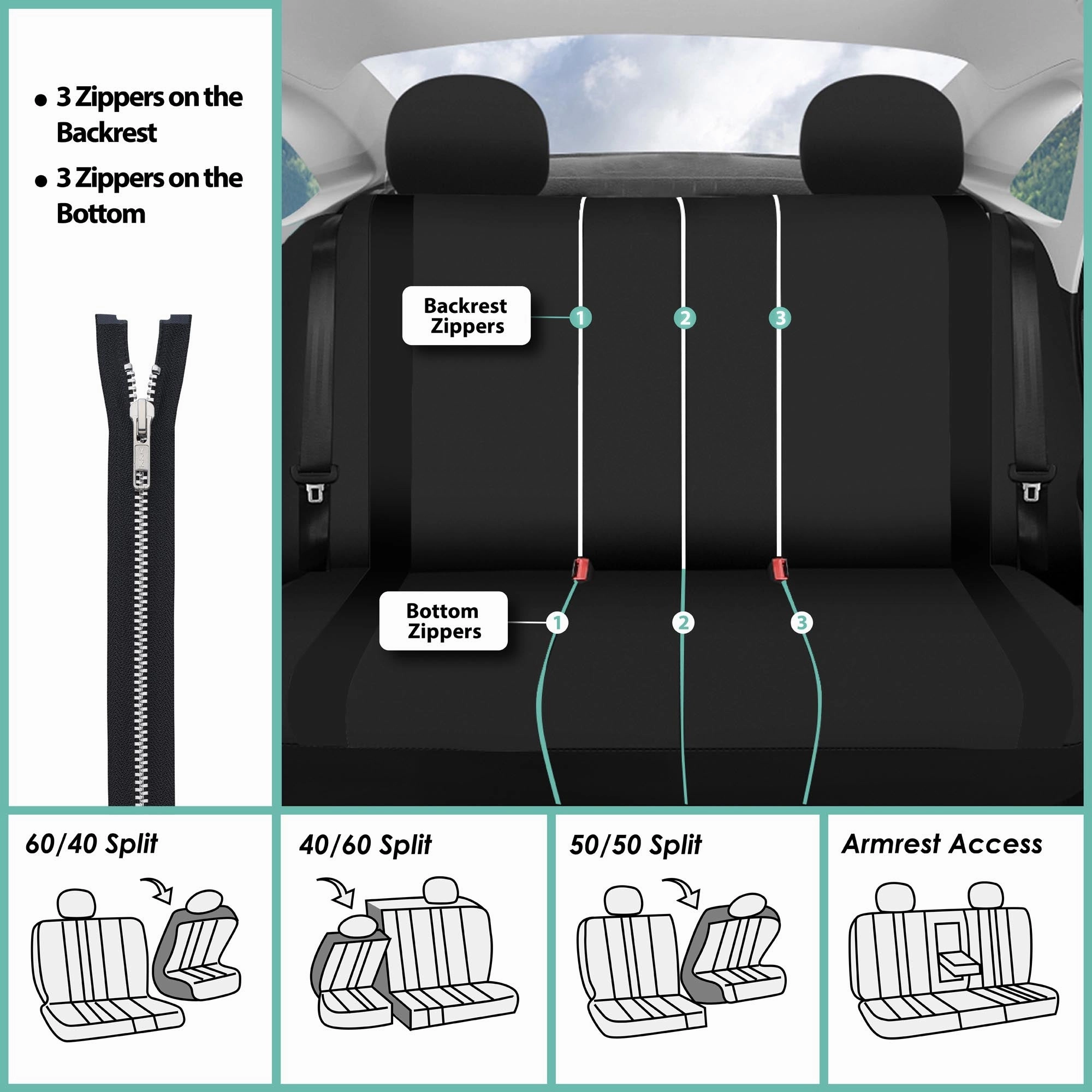 Cosmopolitan Seat Covers - Rear Black