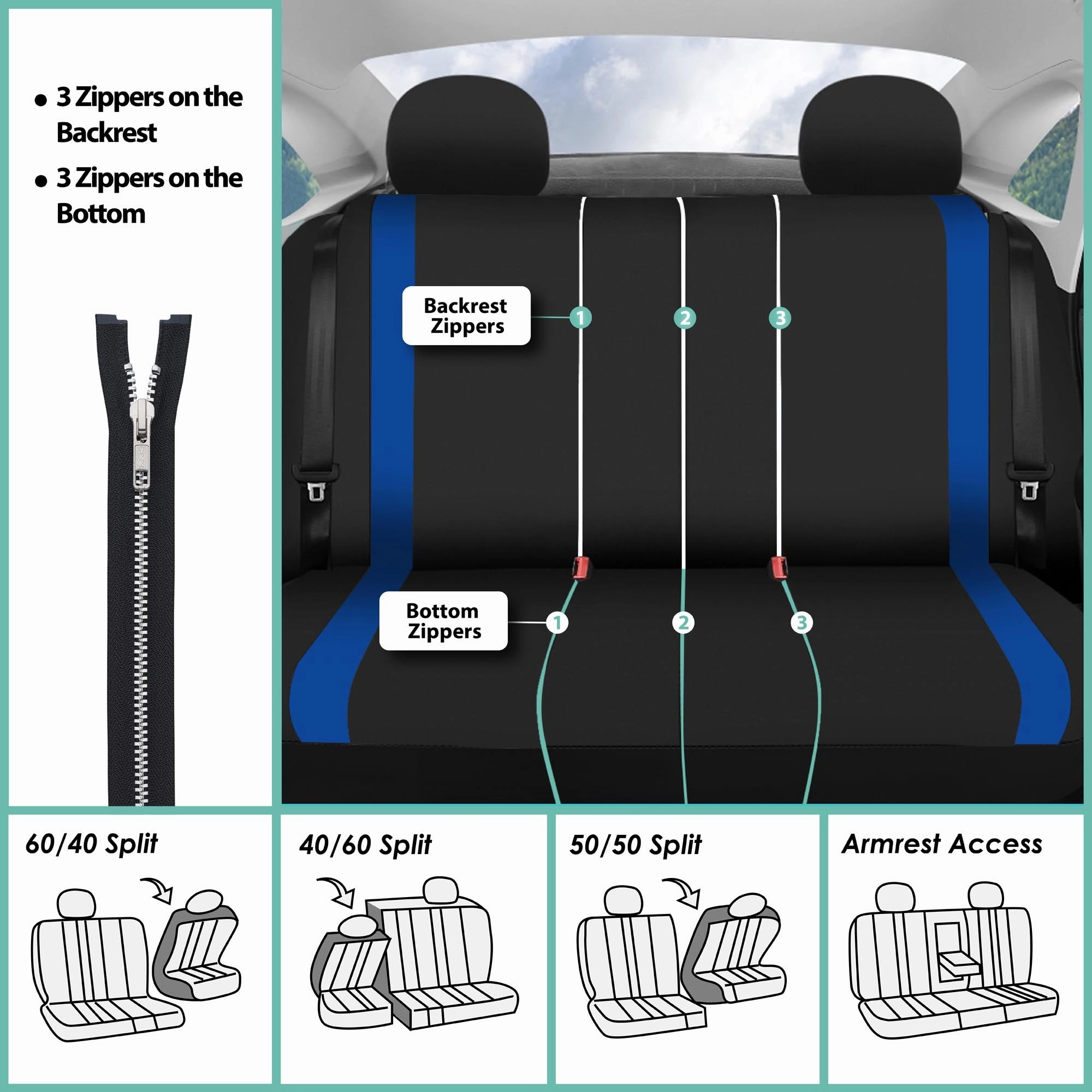 Cosmopolitan Seat Covers - Rear Blue