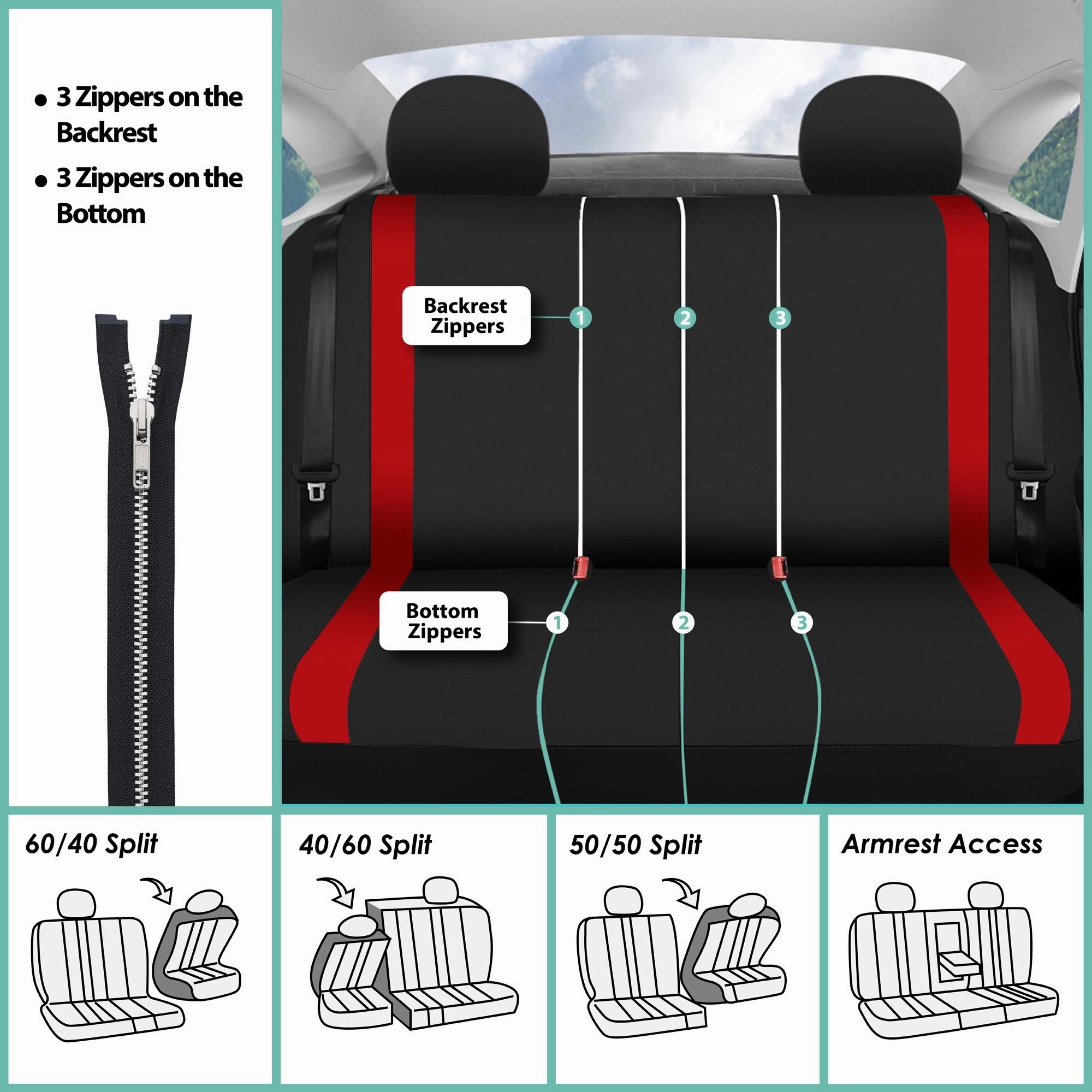 Cosmopolitan Seat Covers - Rear Red