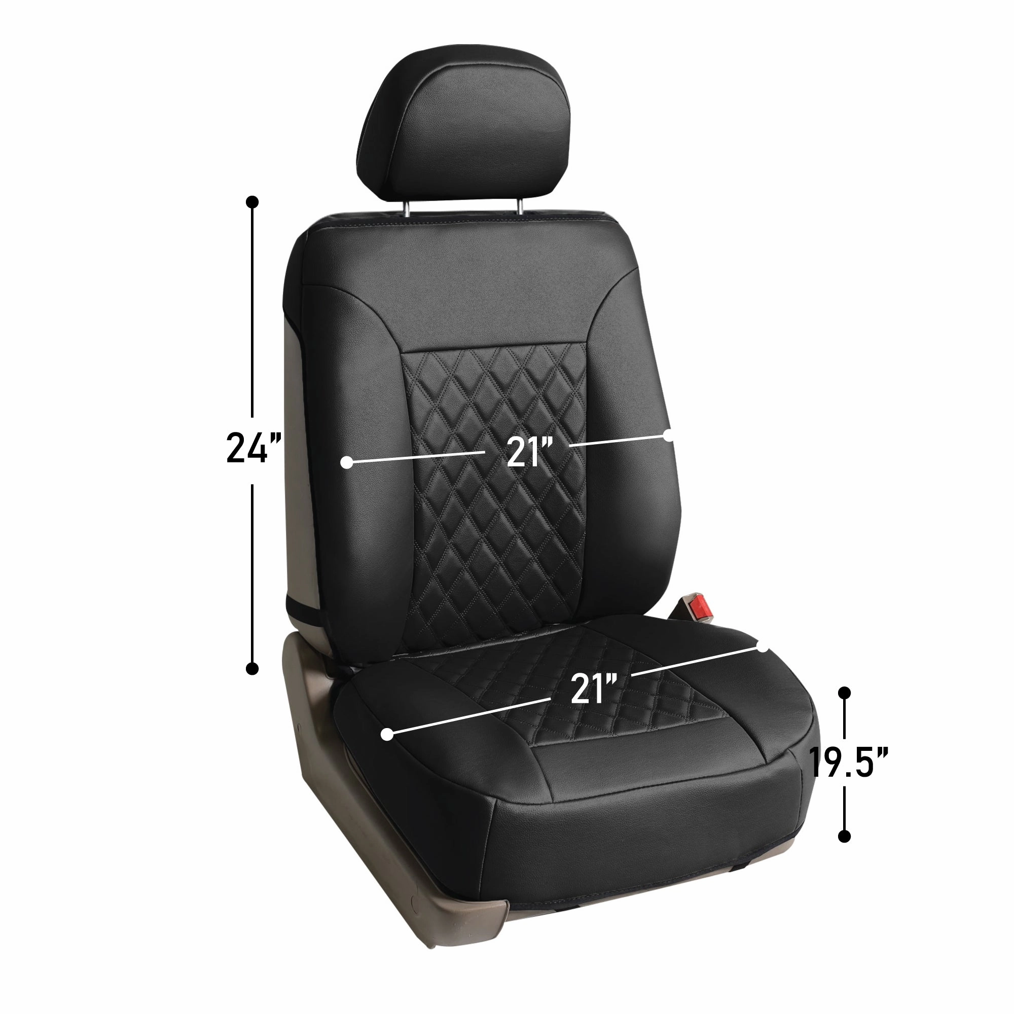 Deluxe Faux Leather Diamond Pattern Car Seat Cushions - Front Set Gray / Black
