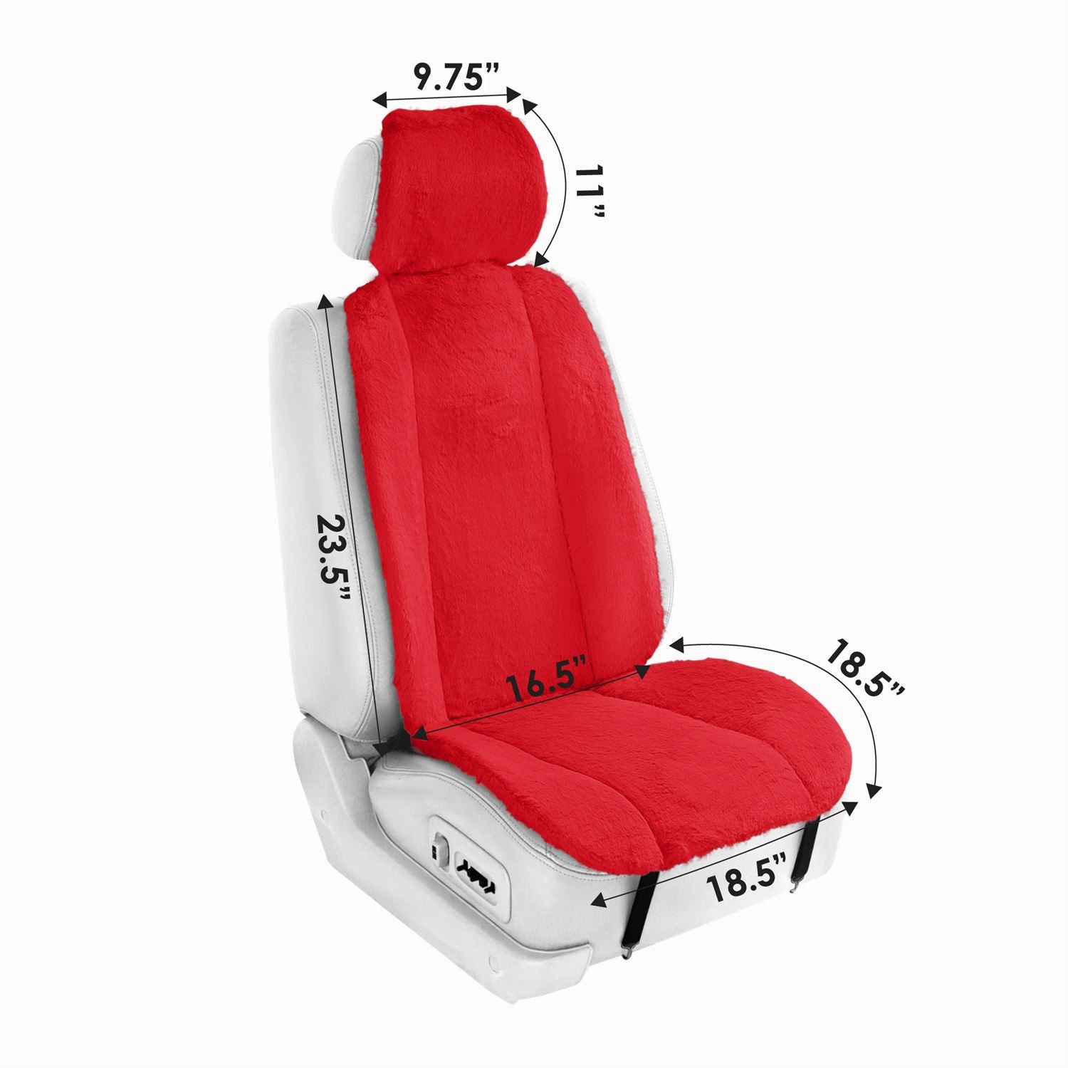 Doe16 Faux Rabbit Fur Car Seat Cushions - Front Set Red