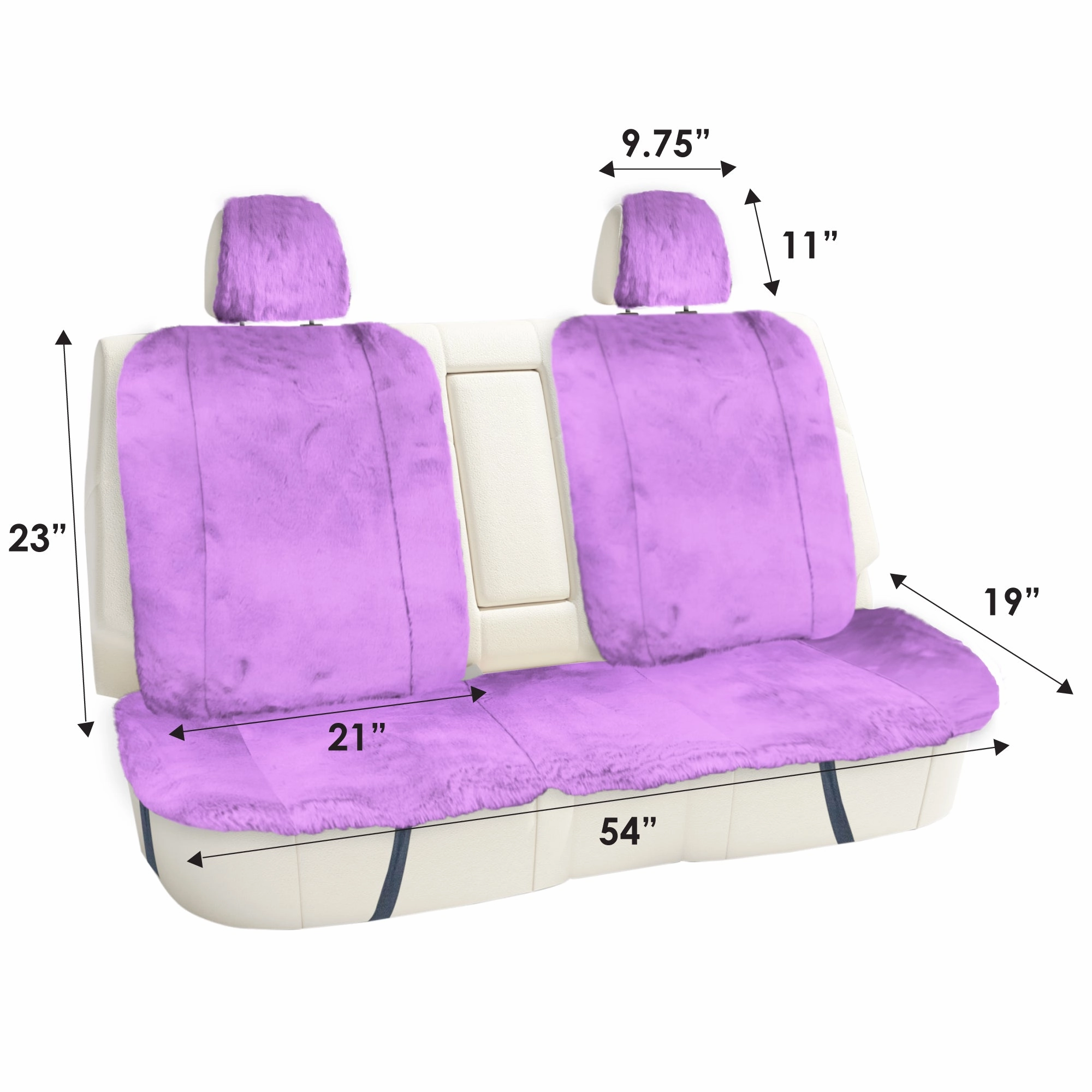 Doe16 Faux Rabbit Fur Car Seat Cushions - Rear Set Purple