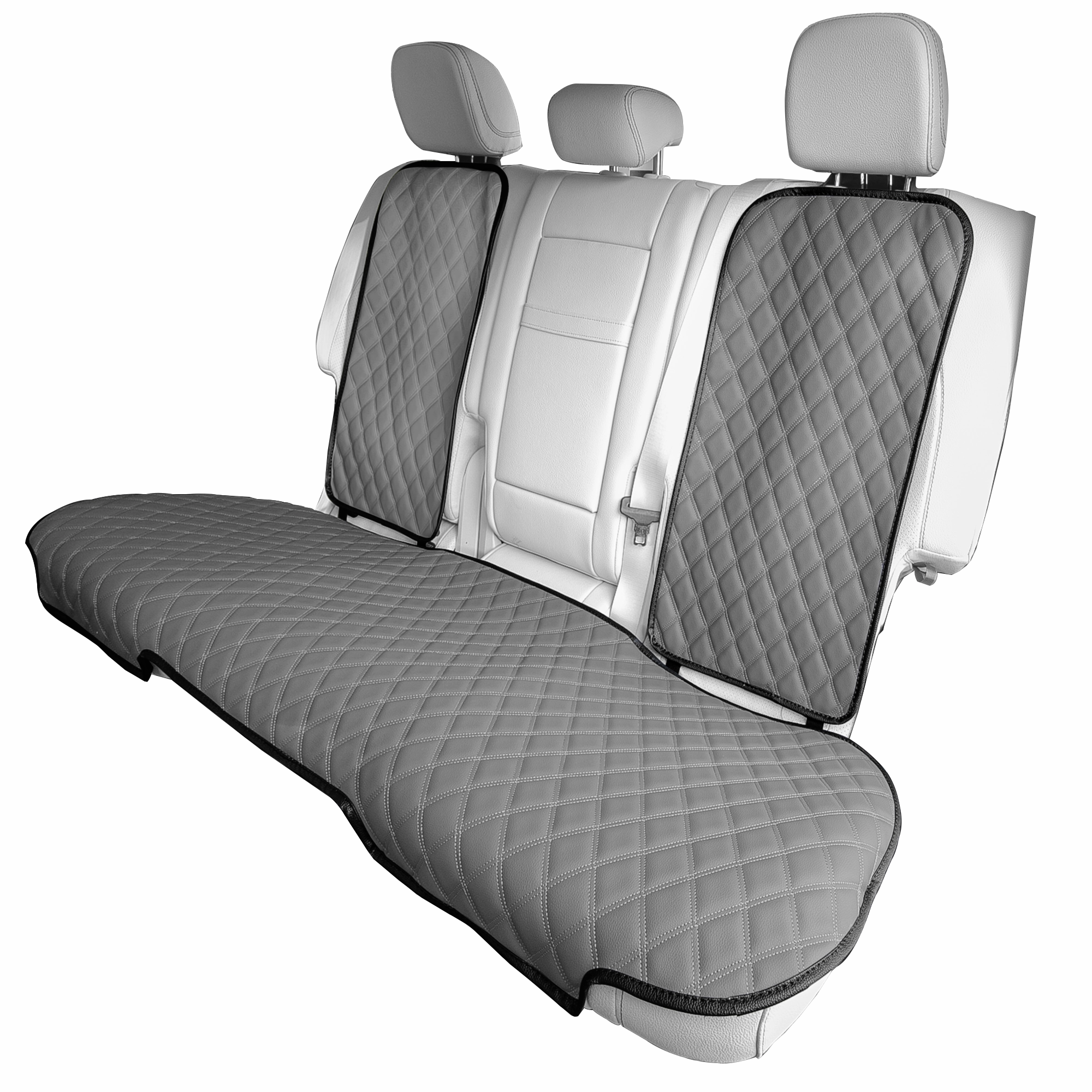 Faux Leather Seat Protectors - Rear Set Gray