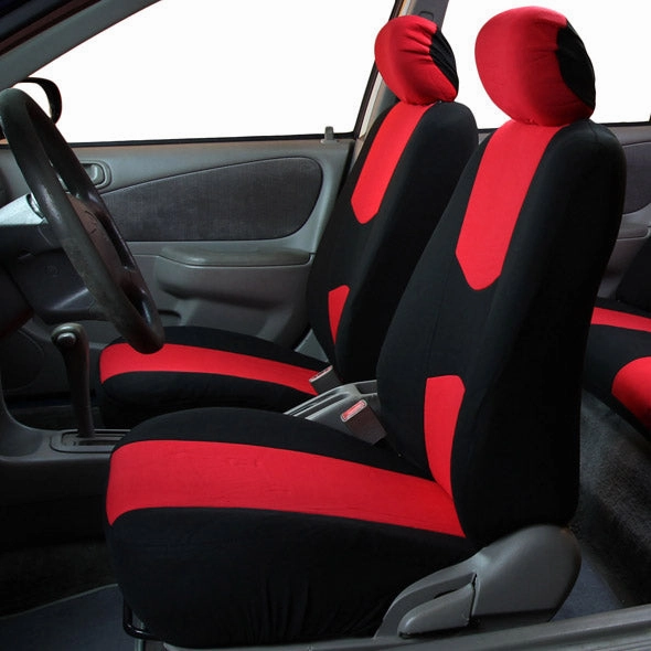Flat Cloth Seat Covers - Front Set Red