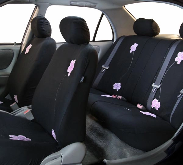Floral Seat Covers - Full Set Black