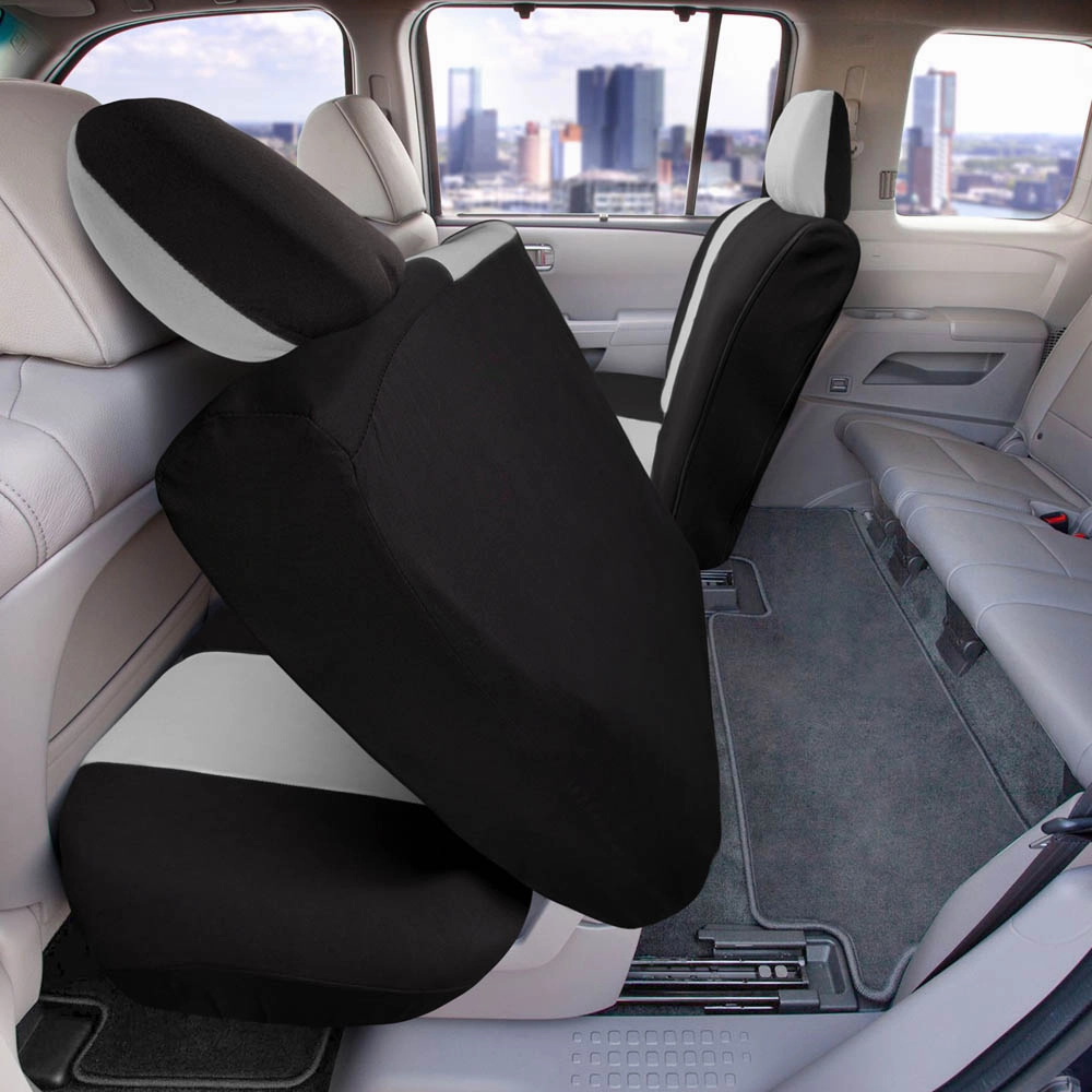 Full Coverage Flat Cloth Seat Covers - Rear Gray