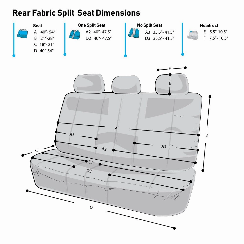 Full Coverage Flat Cloth Seat Covers - Rear Gray