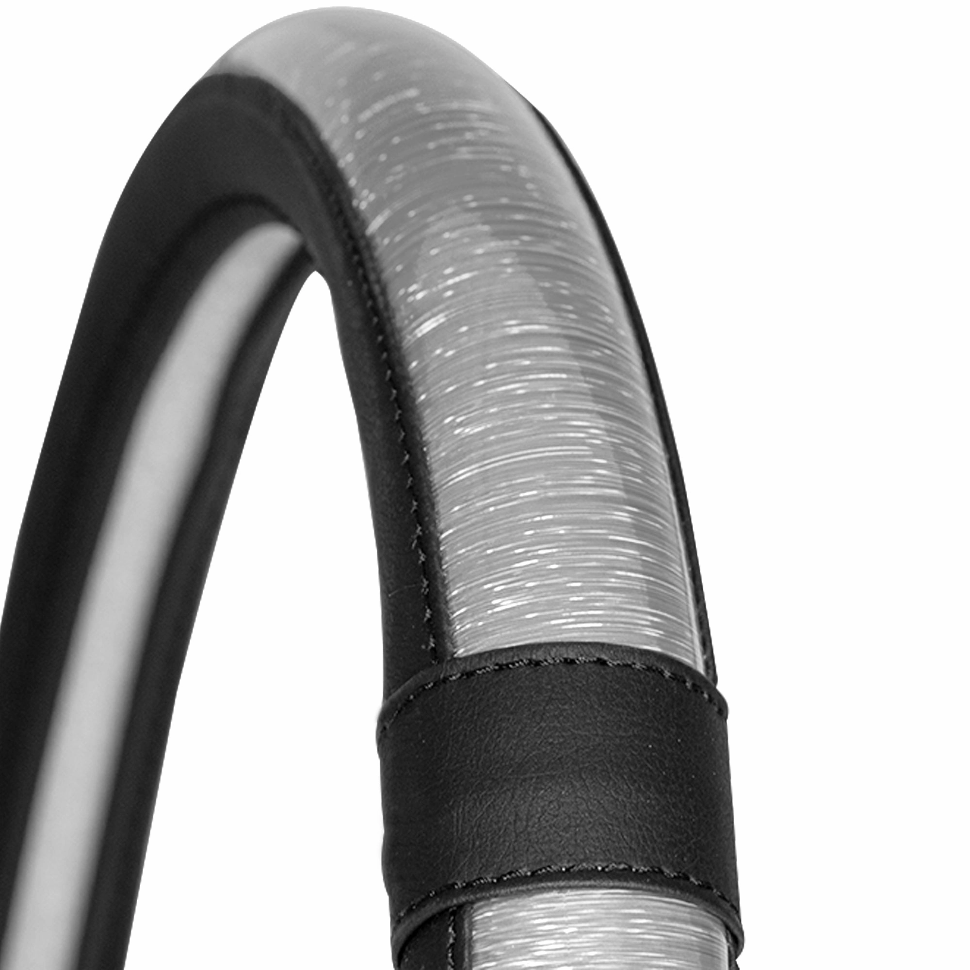 Galaxy13 Metallic Striped Steering Wheel Cover Silver