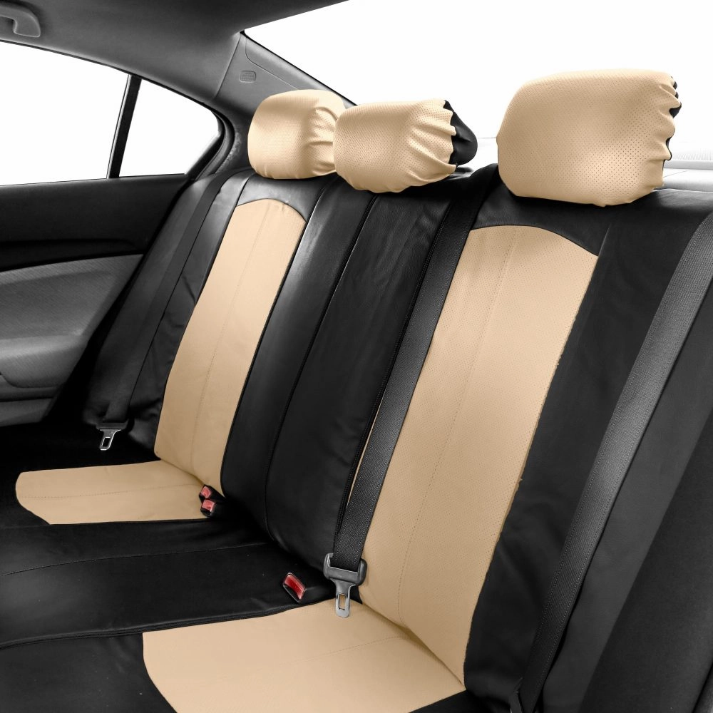 Highest Grade Faux Leather Seat Covers - Rear Beige