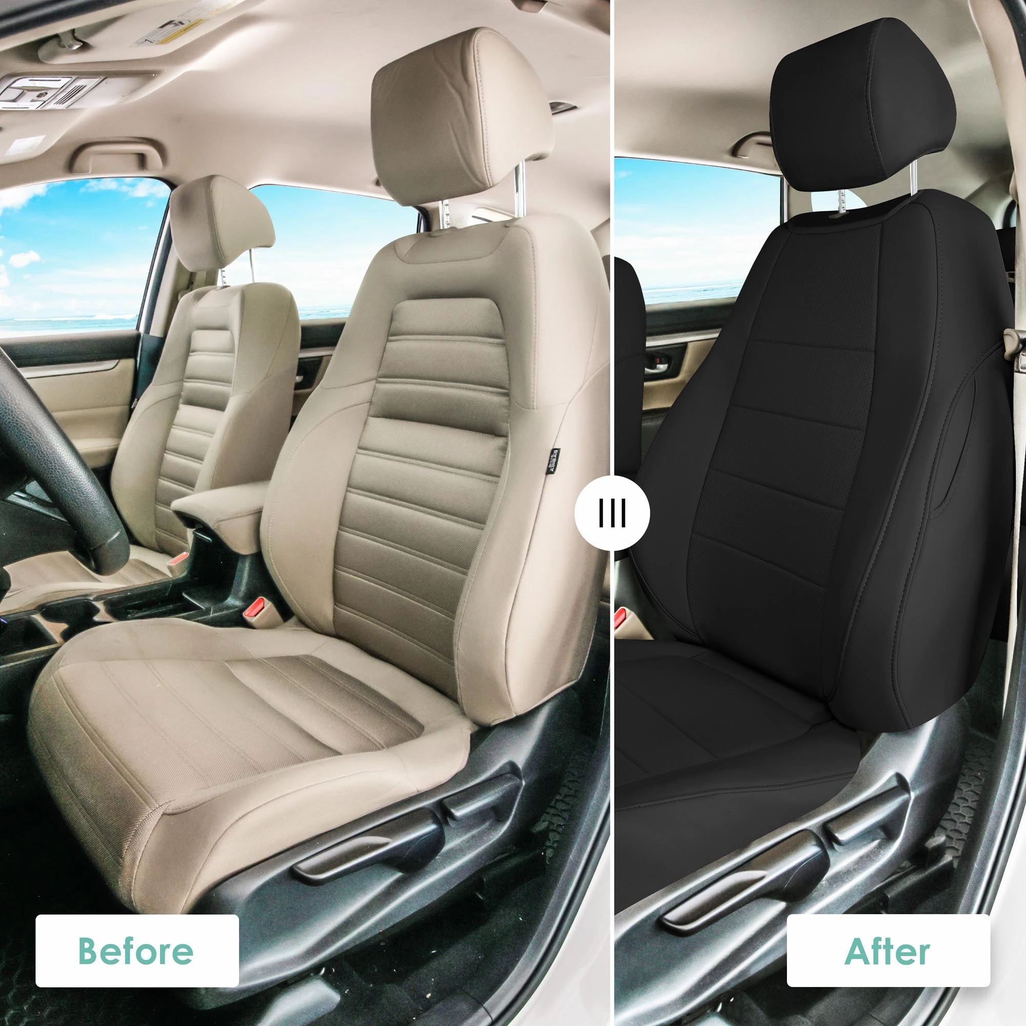 Honda CR-V 2017-2022 - Front Set Seat Covers -  Black Faux Leather