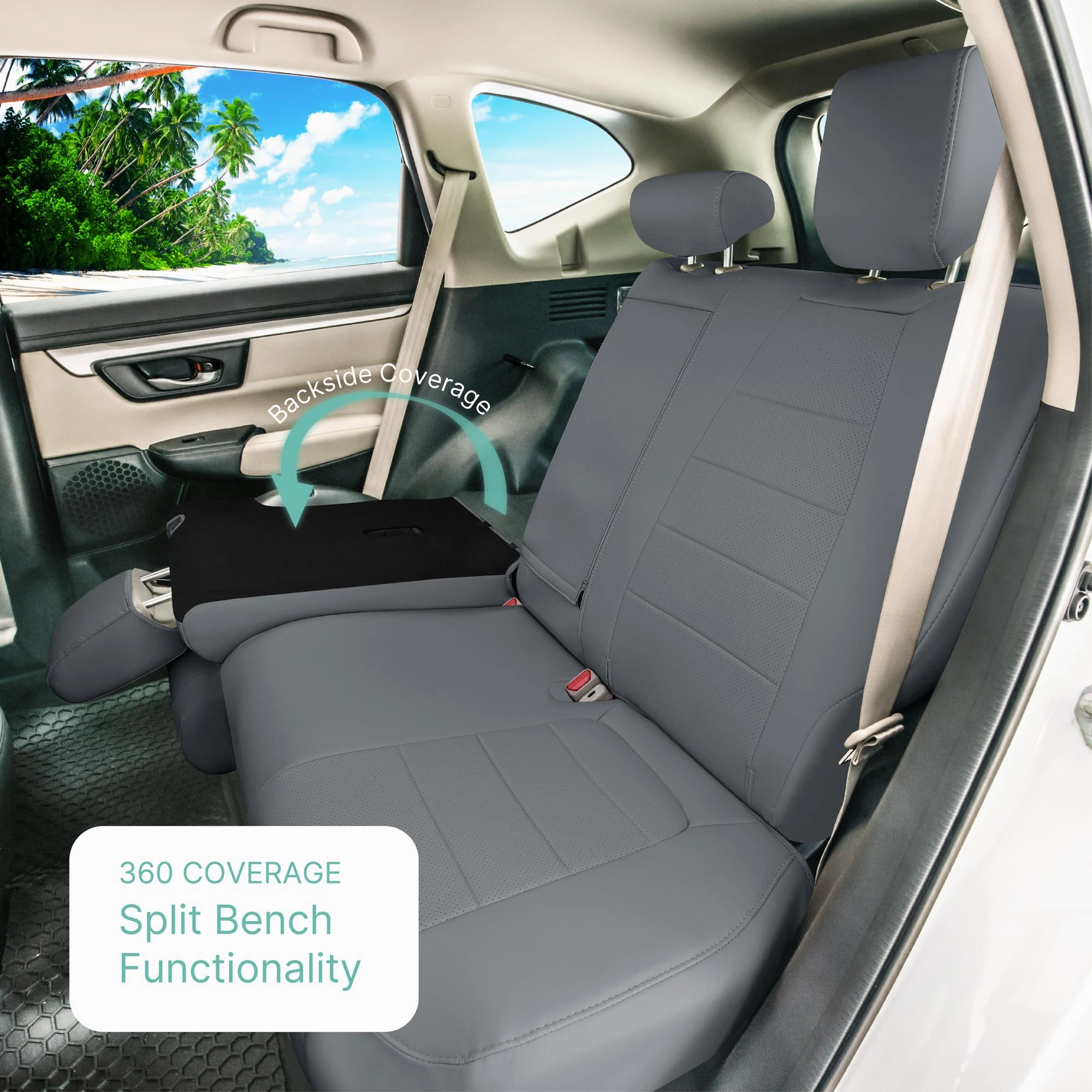 Honda CR-V 2017-2022 - Rear Row Set Seat Covers -  Gray Faux Leather