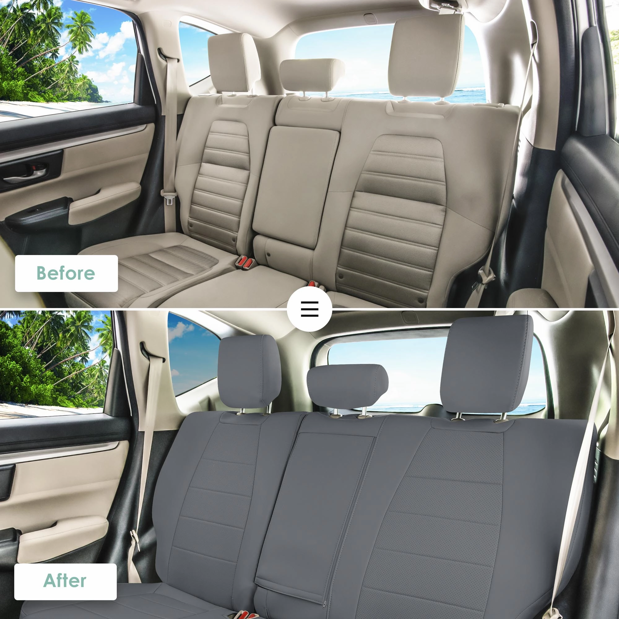 Honda CR-V 2017-2022 - Rear Row Set Seat Covers -  Gray Faux Leather