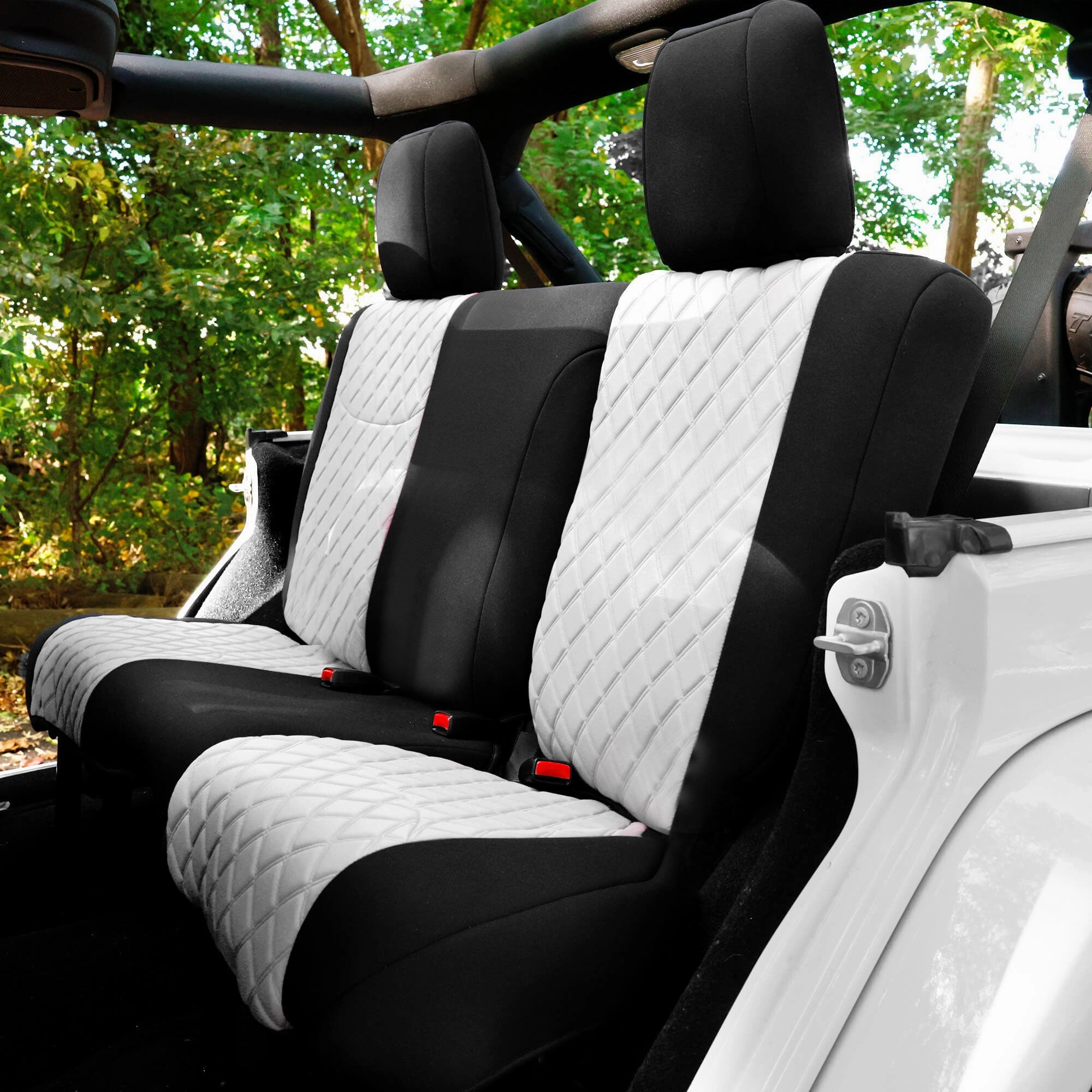 Jeep Wrangler JK 2 Door 2007-2017 -  Rear Set Seat Covers - White Ultraflex Neoprene