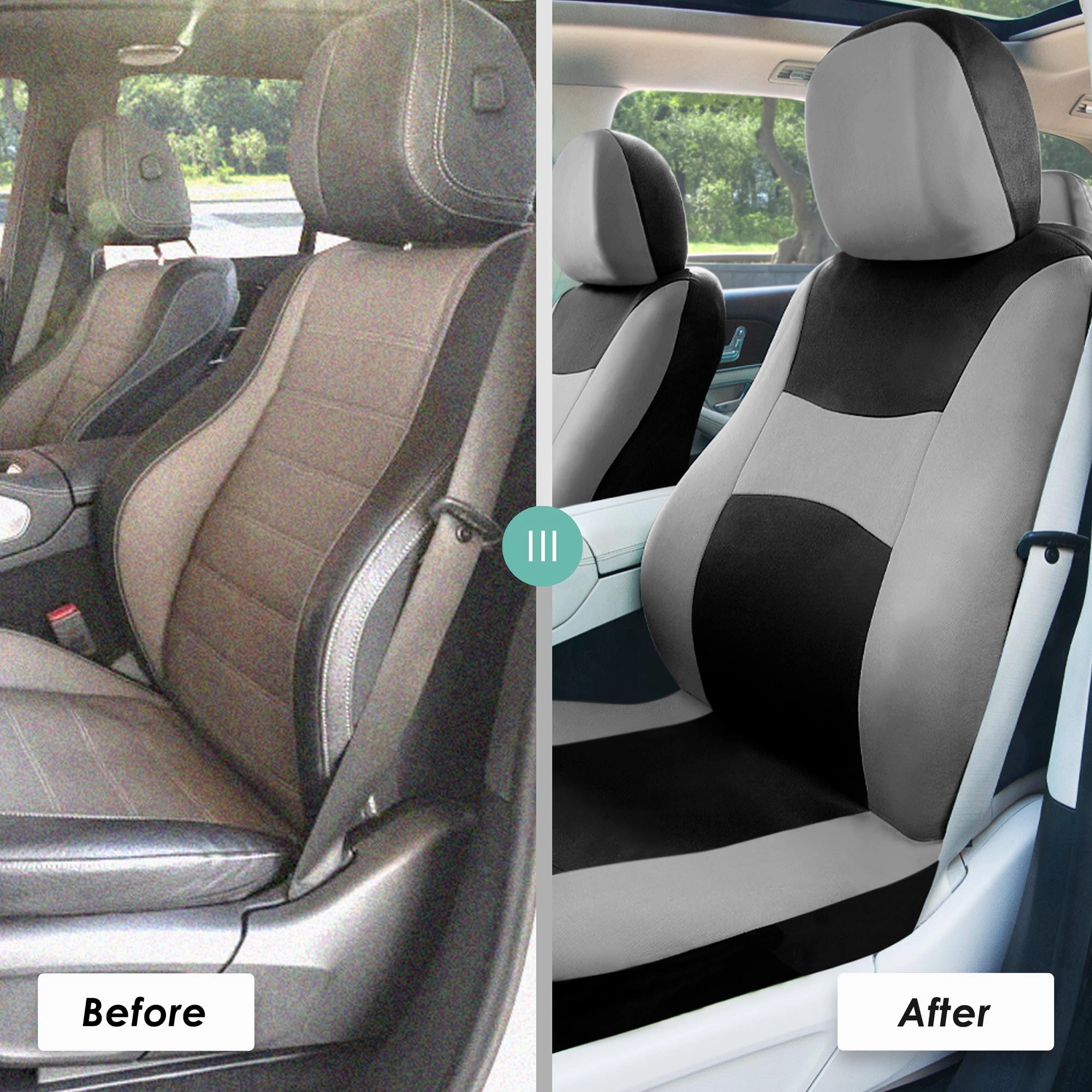 Light & Breezy Flat Cloth Seat Covers - Front Set Gray / Black