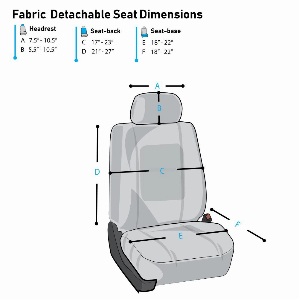 Light & Breezy Flat Cloth Seat Covers - Front Set Gray / Black