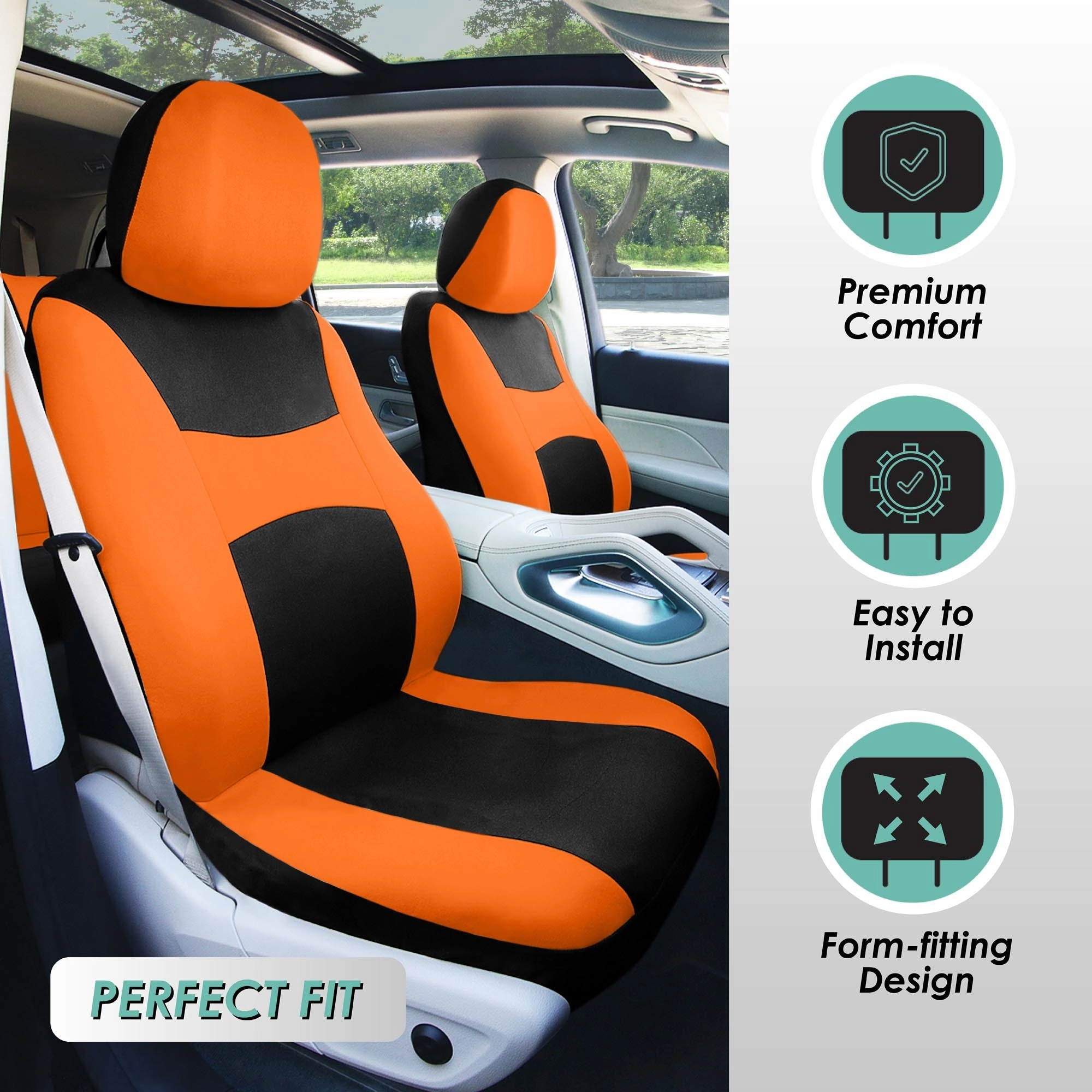 Light & Breezy Flat Cloth Seat Covers - Front Set Orange