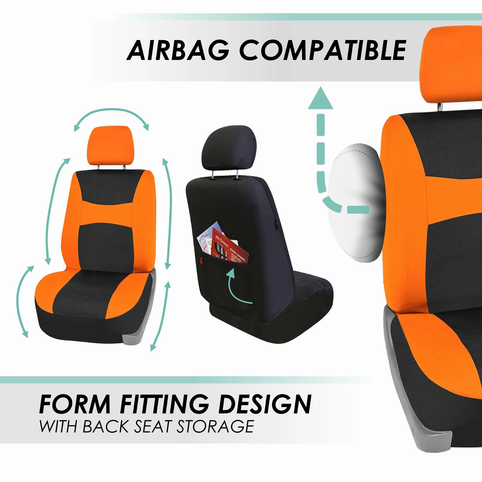 Light & Breezy Flat Cloth Seat Covers - Front Set Orange