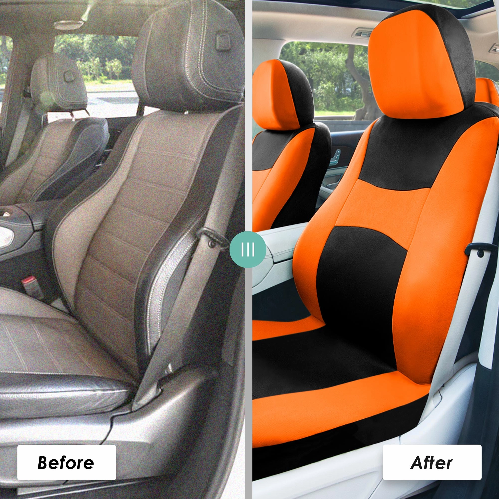 Light & Breezy Flat Cloth Seat Covers - Front Set Orange
