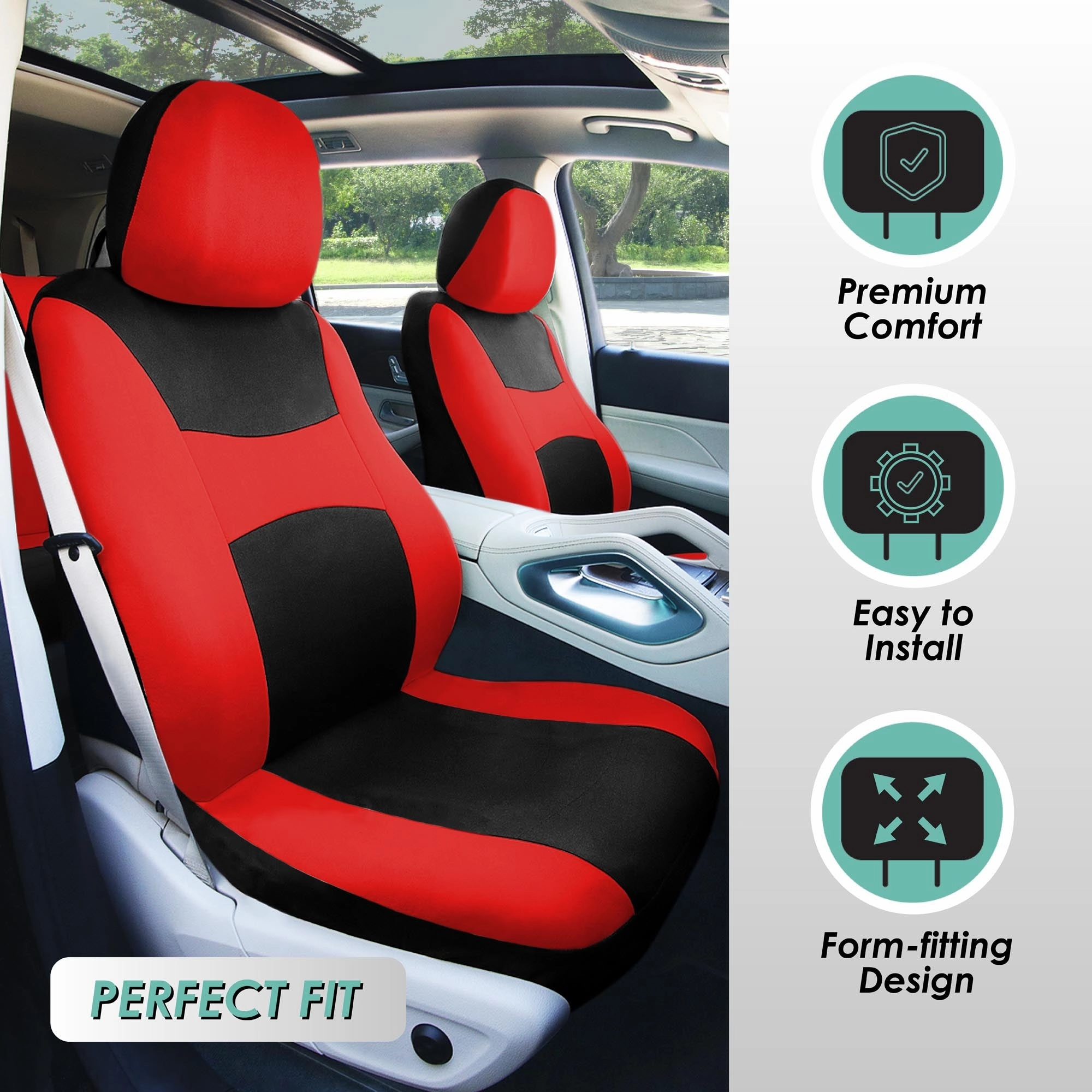 Light & Breezy Flat Cloth Seat Covers - Full Set Red