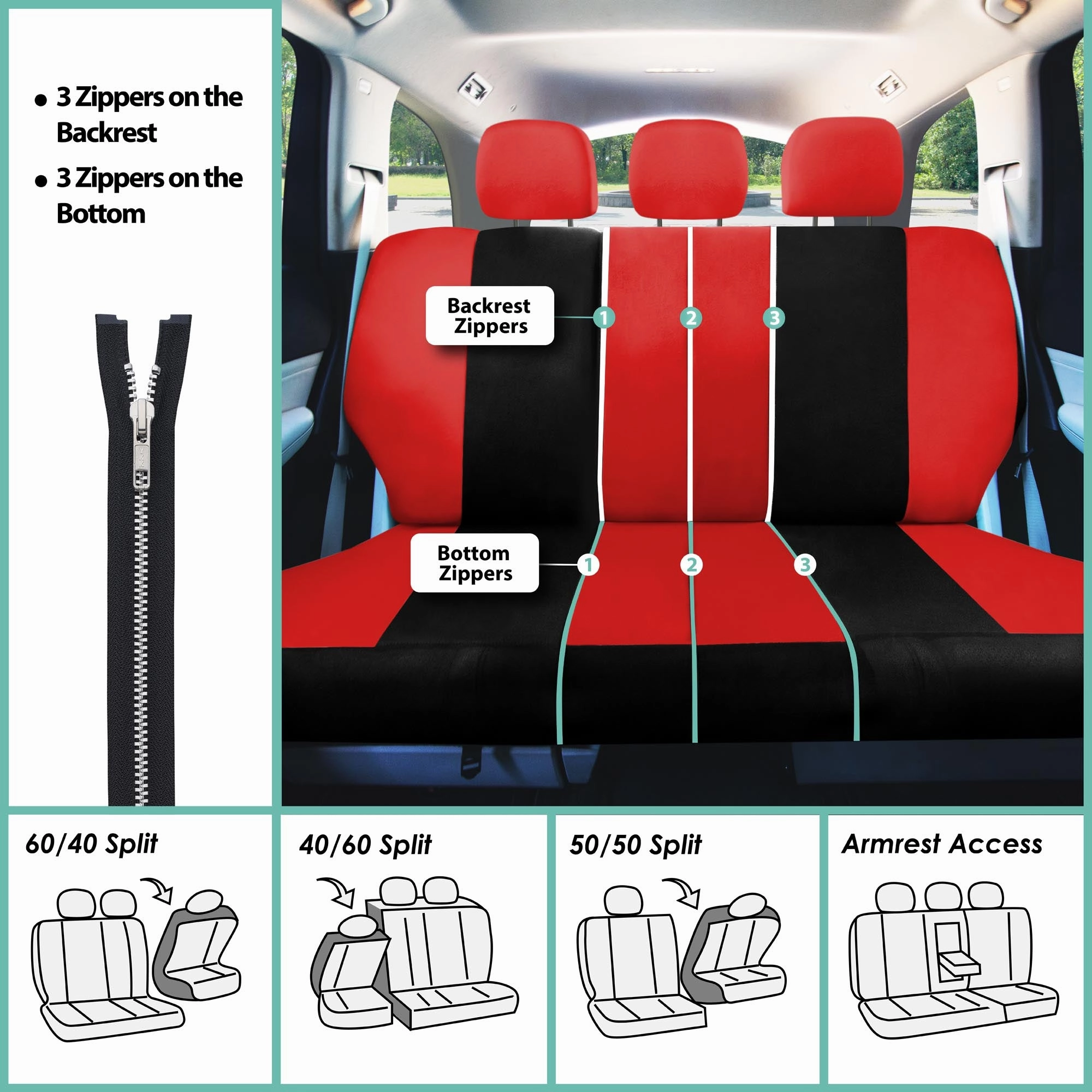 Light & Breezy Flat Cloth Seat Covers - Full Set Red